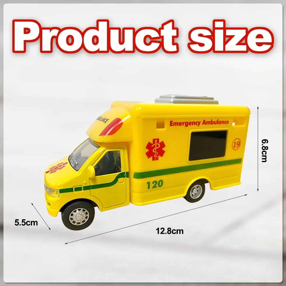 Juguete de Ambulancia de Emergencia, Educativos Metálico Mini Coches de Juguete, Regalo para Niños y Niñas Coche de Juguete para Niños a Partir de 3 Años 12.8 X 5.5 X 6.8 cm