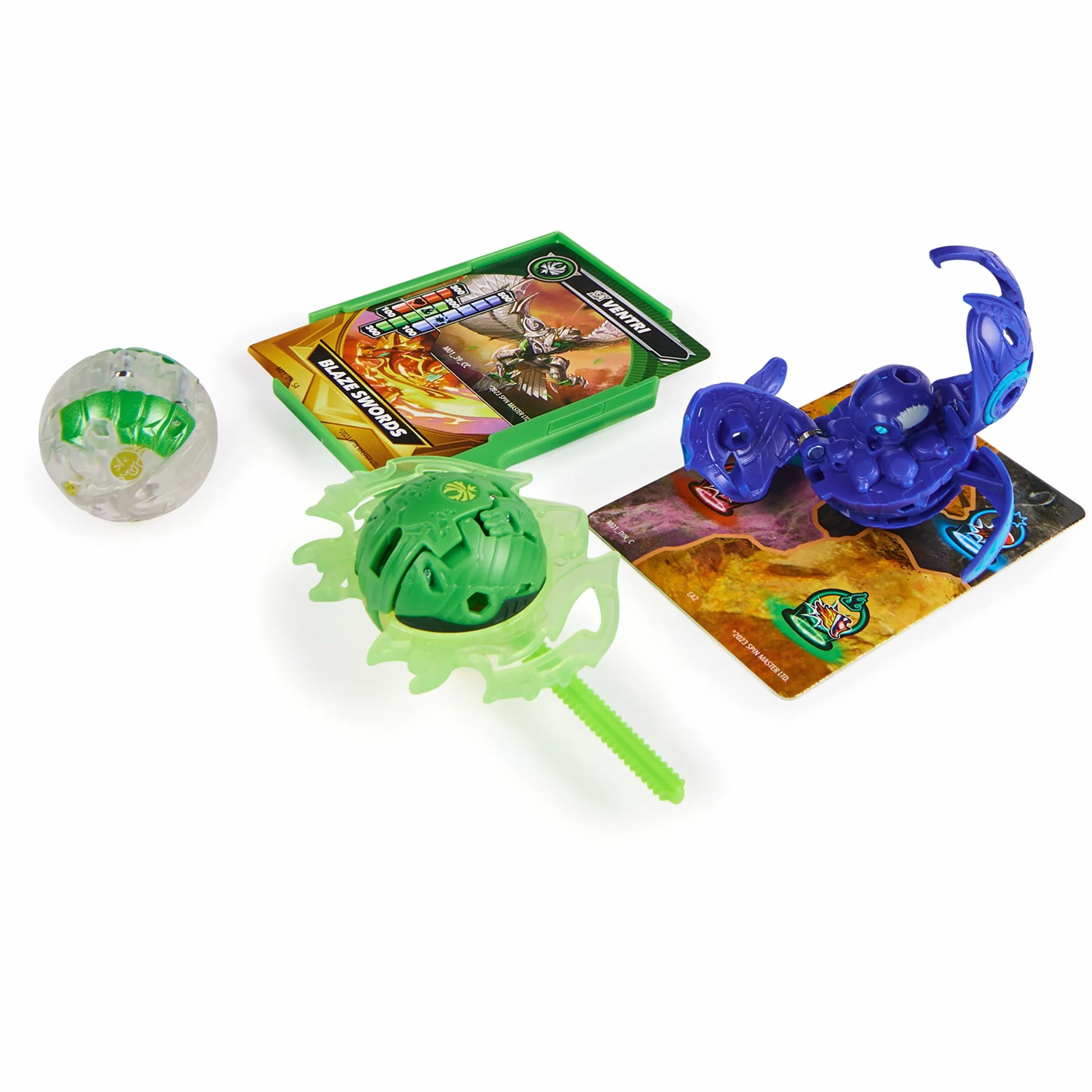 Bakugan Paquete de 3 Unidades Iniciación Ventri Octogan Trox Figuras Acción Giratorias Personalizables Tarjetas