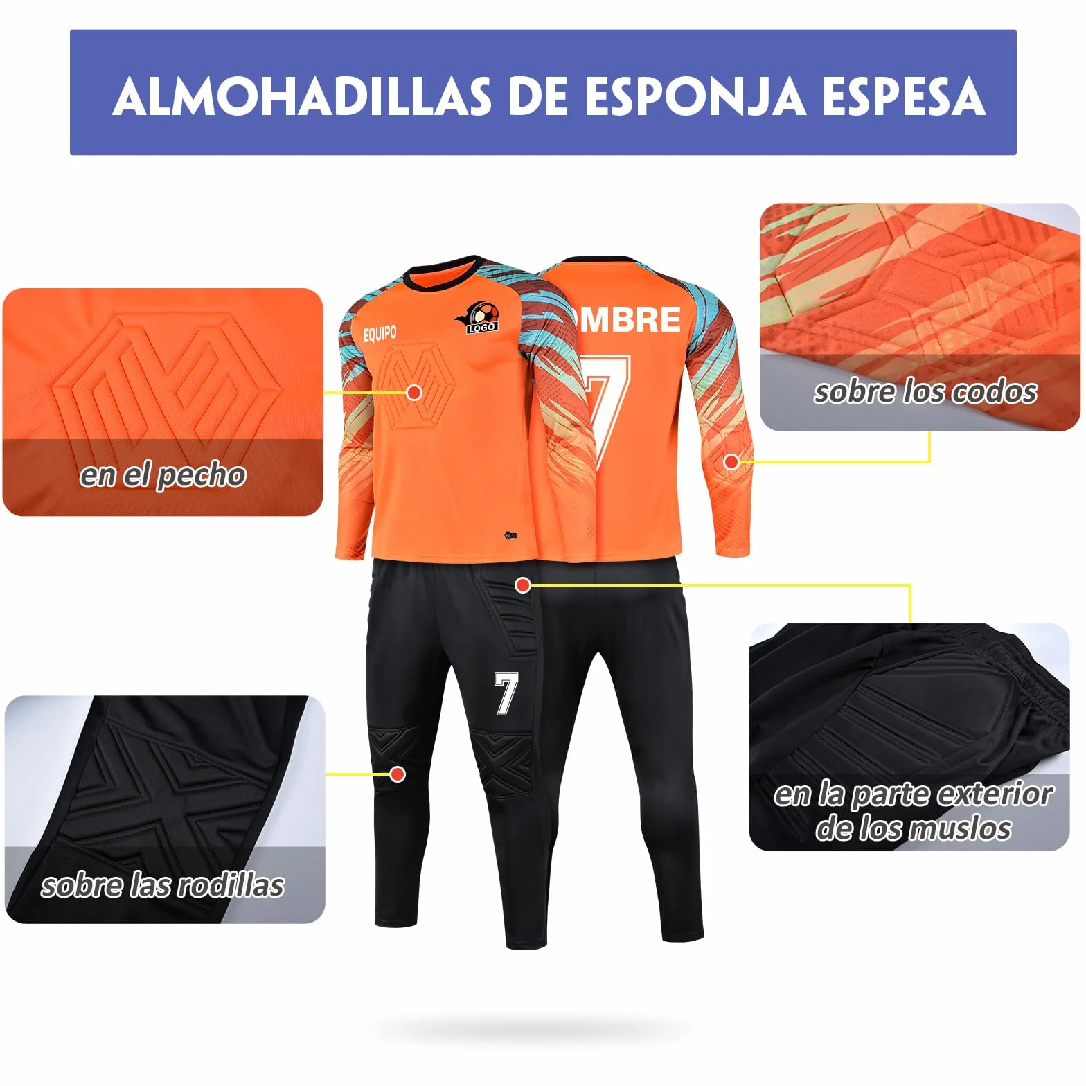LAIFU Equipaciones de Portero Personalizado Niño Adulto Camiseta Fútbol Pantalón Corto