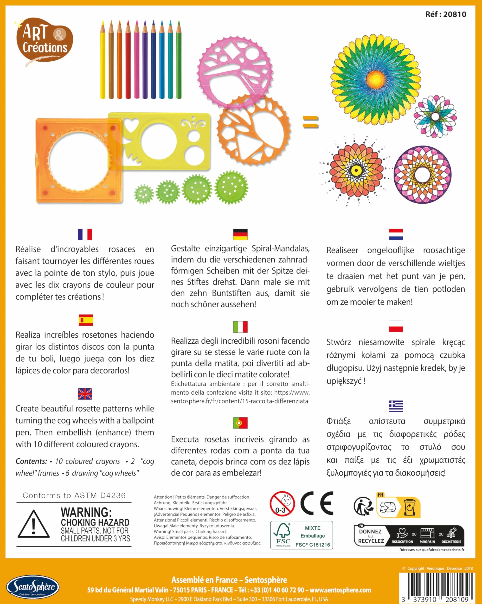 Sentosphere 3920810 - Kit de manualidades en espiral, diseño de mandala, kit creativo para niños y adultos