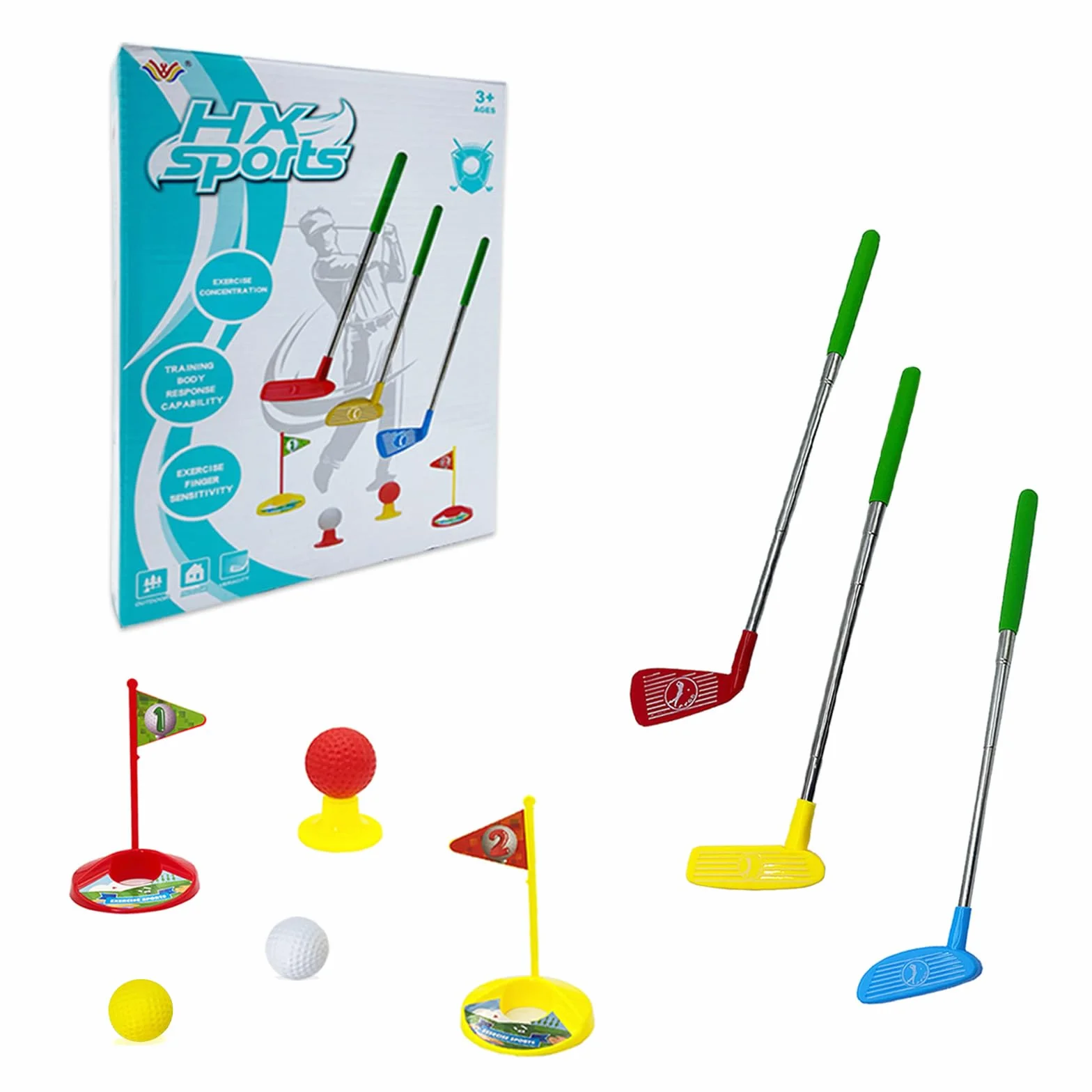 Versión Mejorada Palo de Golf para Niños,Palos de Golf Retráctiles Fáciles de Llevar,Juguetes Deportivos de Interior y Exterior para Niños de 3,4,5 y 6 Años (Palo Reforzado)