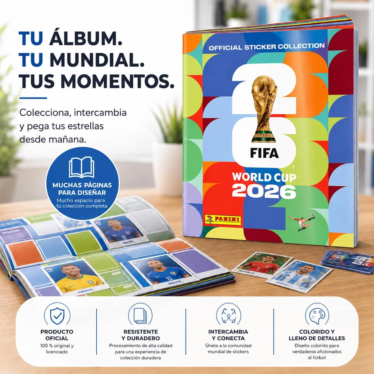 Panini Set de cromos y álbum Mundial 2026 - Copa del Mundo - Fútbol con calendario