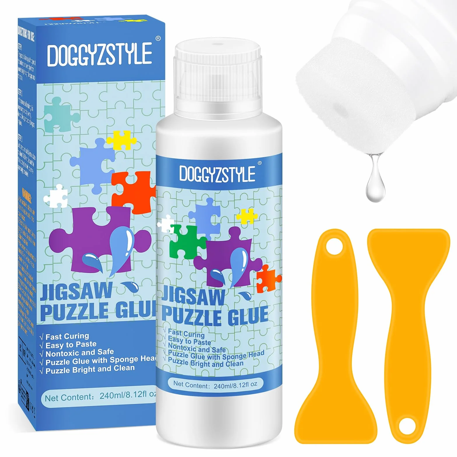 240ML Pegamento Para Rompecabezas Actualizado Con Aplicador,Pegamento Transparente Soluble En Agua Para Rompecabezas Especial Para Manualidades,No Tóxico Y De Secado Rápido,240ML Puzzle Glue