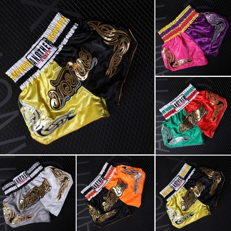 Pantalones cortos de Muay Thai transpirables para niños y adultos con cintura elástica