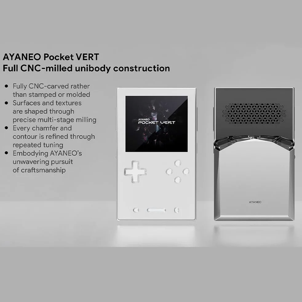 AYANEO Pocket VERT - Consola de juegos de mano retro vertical, dispositivo de juegos Android Snapdragon 8+ Gen 1, pantalla HD 615PPI de 3.5 pulgadas, cuerpo de aluminio CNC para juegos Android