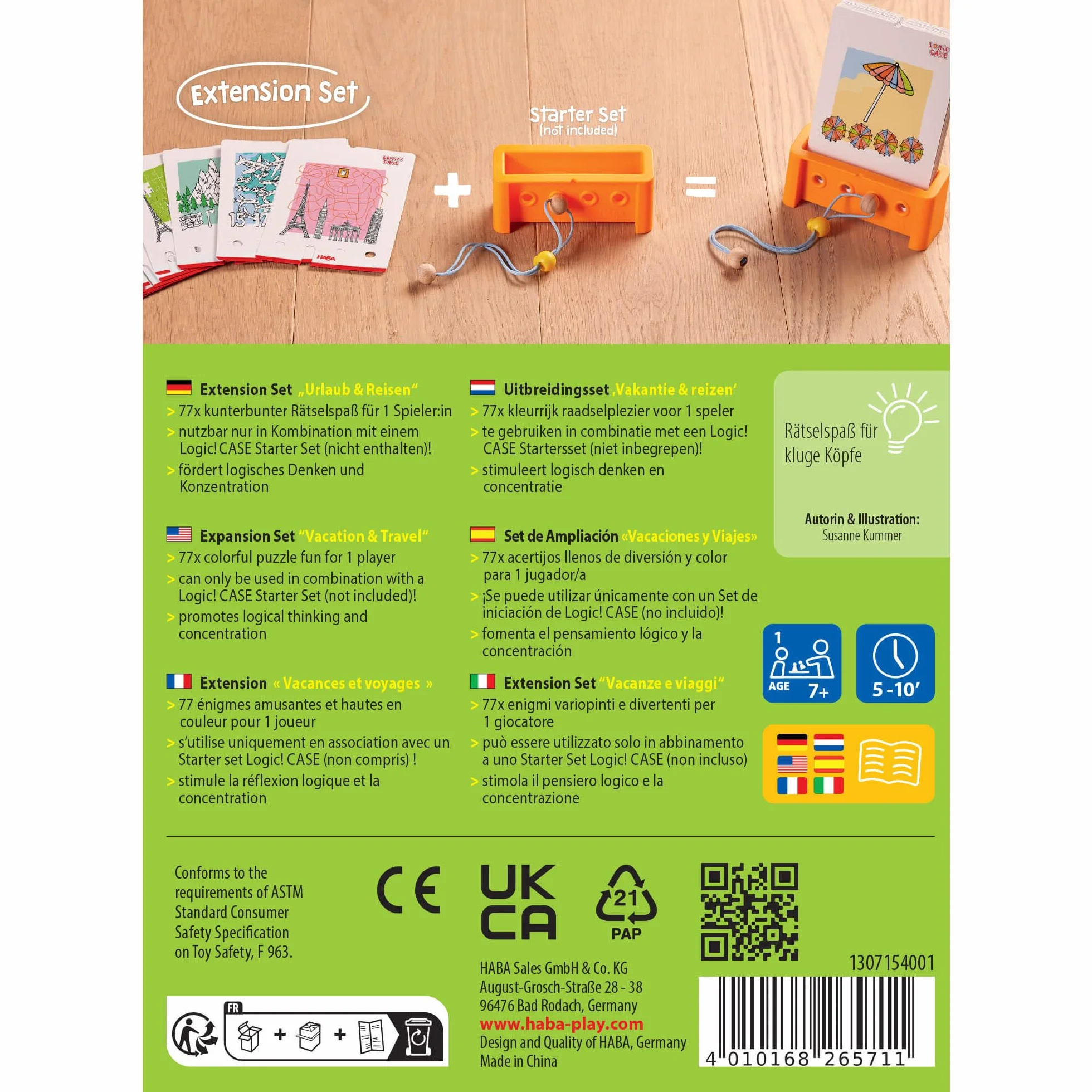 HABA Logic! Case Extension Set Vacaciones & Viajes, Juego de lógica para niños a Partir de 7 años, Juego de Rompecabezas. Juego de Viaje, Juego para 1 Jugador