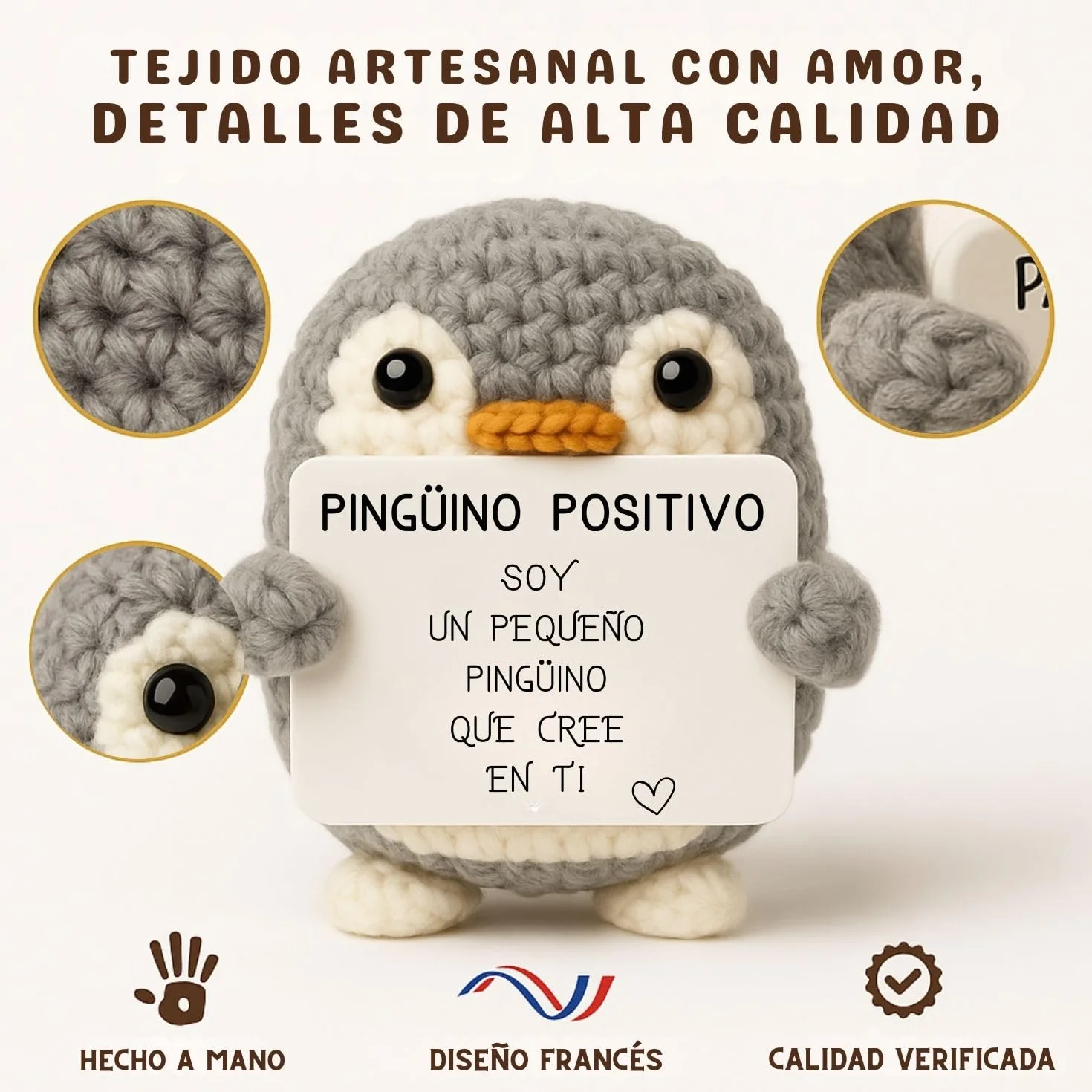 Pingüino Positivo Peluche Divertido Regalo Original Fiesta Infantil Adolescente Cumpleaños Niño Niña