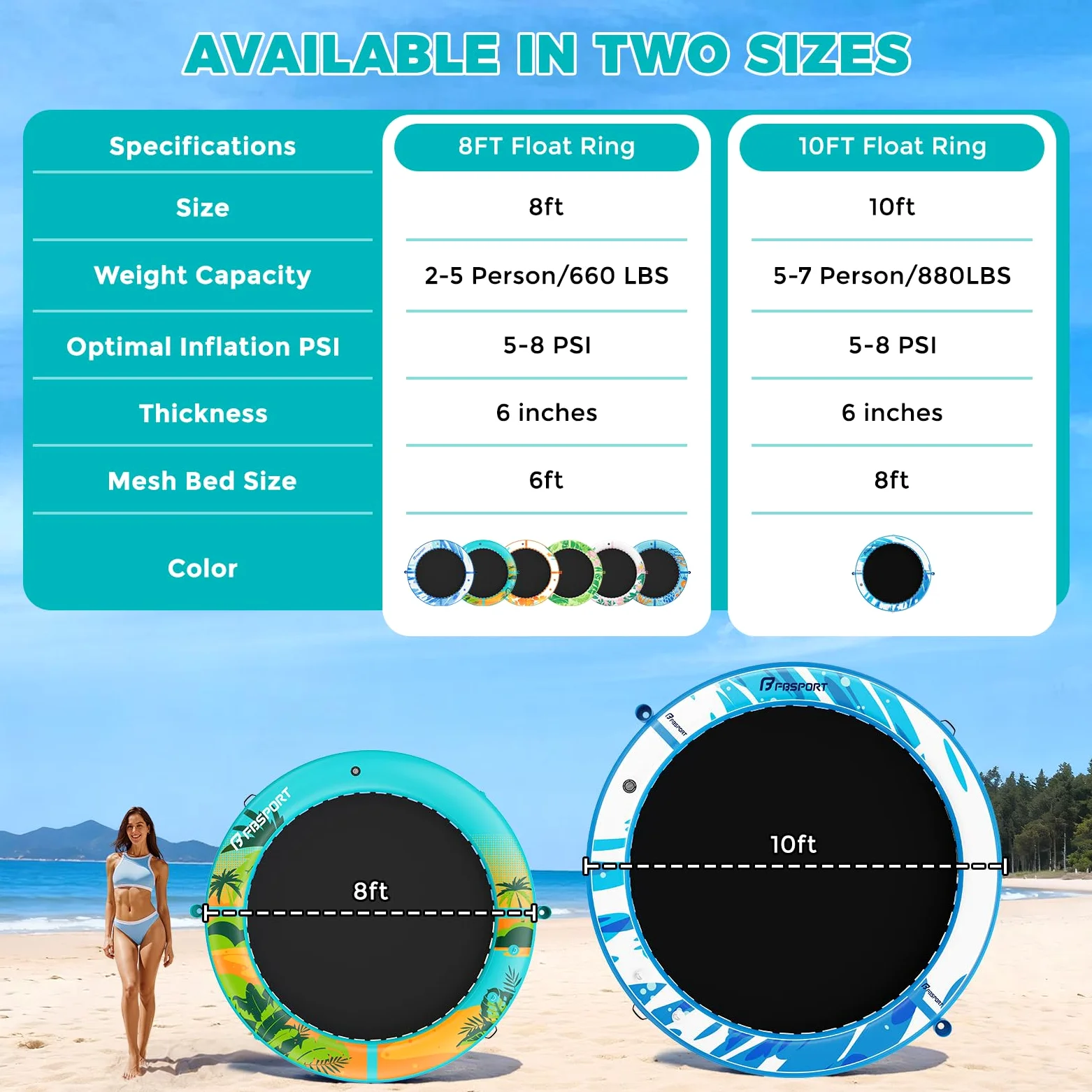 Sunchill Float Platform 240/300 cm Plataforma Flotante Hinchable para 2-5 Personas, Muelle Redondo con Red Reforzada Heavy Duty, Hamaca Acuática, Isla Flotante para Piscina, Playa y Mar