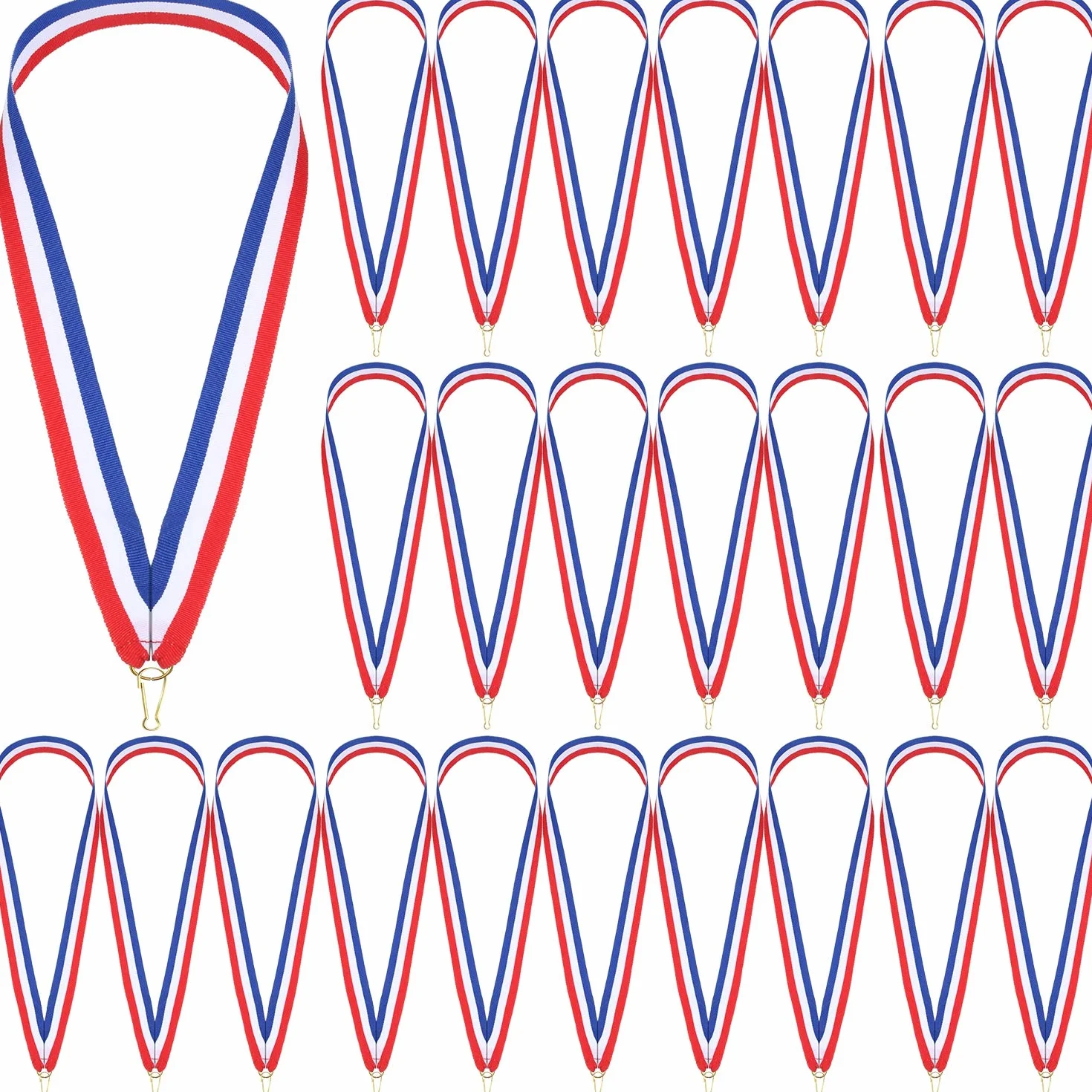 Outus Award Neck Ribbons Medal Lanyards with Snap Clips Red White Blue for Competitions Sports
