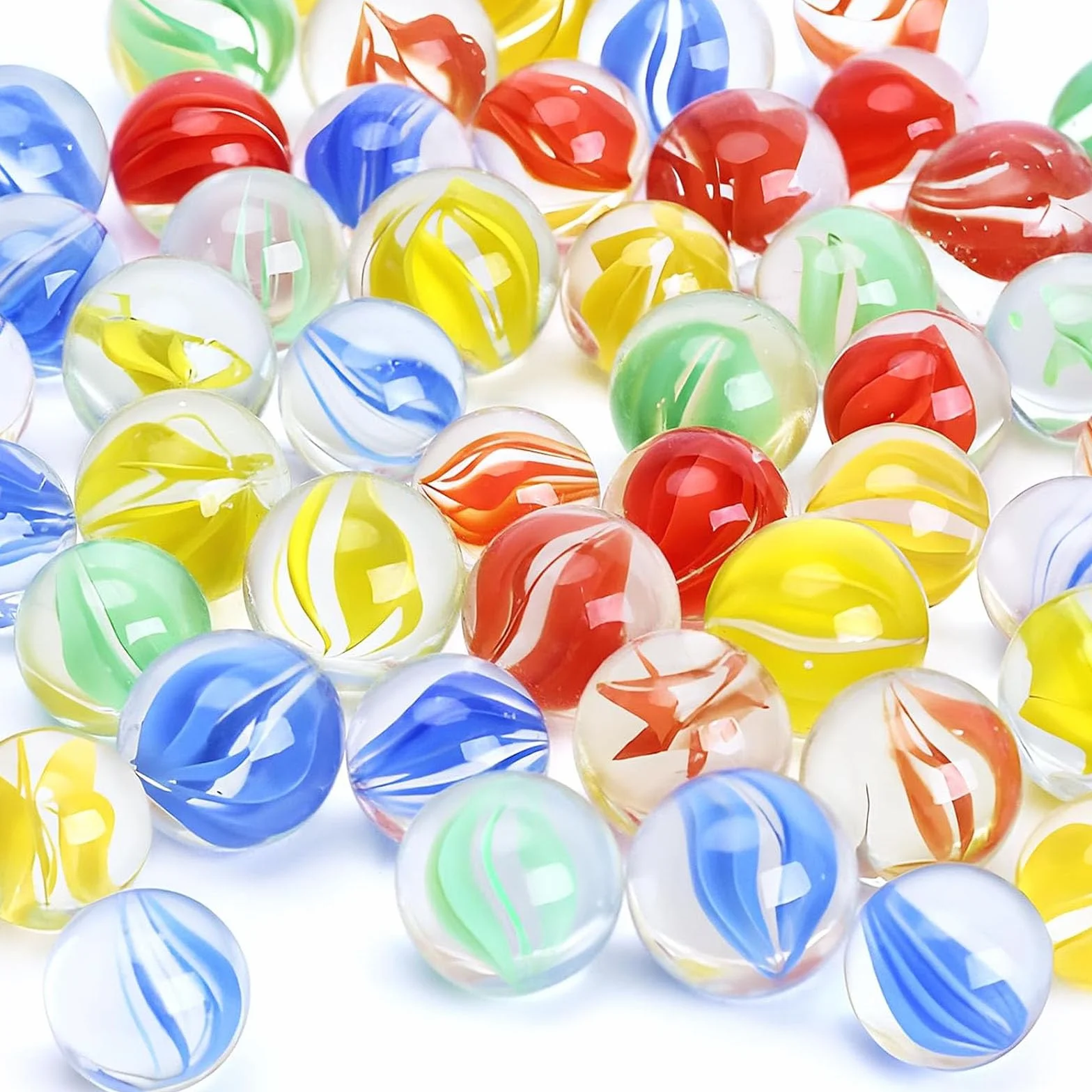 HAKACC 105 canicas de cristal, 14 mm, pequeñas canicas coloridas para juego de canicas, niños y decoración del hogar