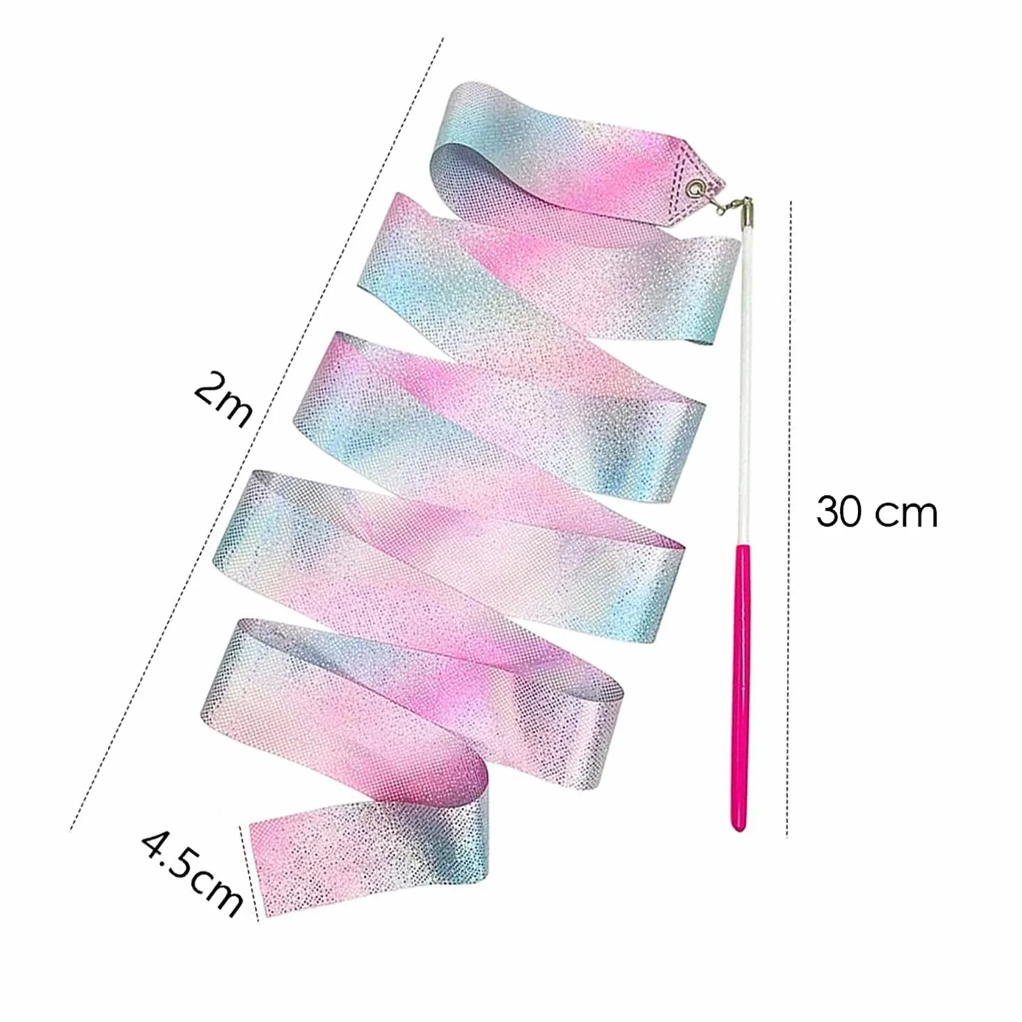 DaiUni Cintas de Baile, Danza rítmica, Gimnasia Rítmica Niña, 2 pcs Brillantes y Degradados