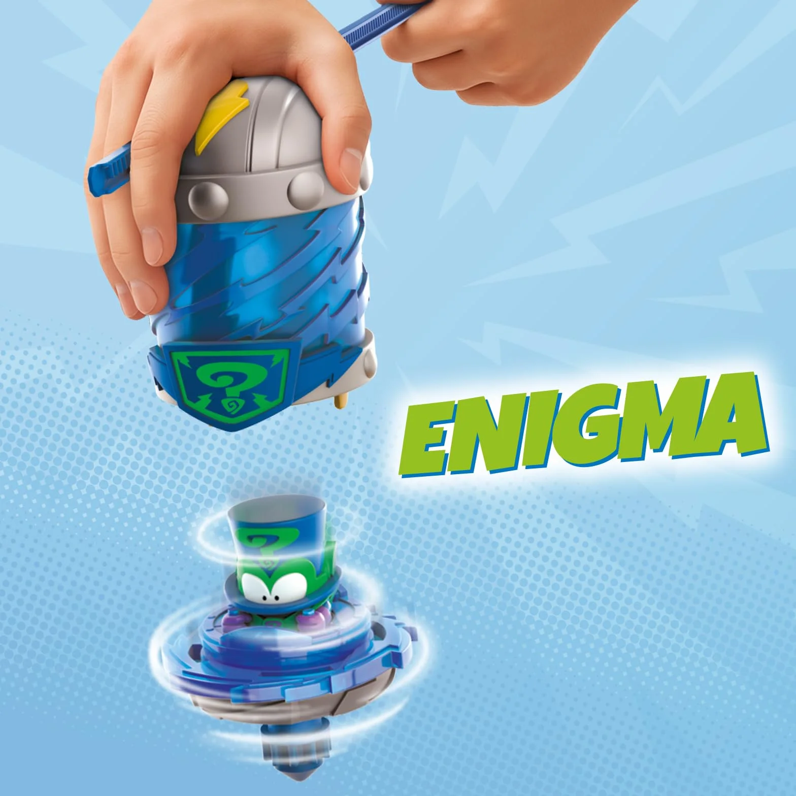 SUPERTHINGS KAZOOM Power – Kazoom Spinner – Enigma. Incluye 1 Cápsula Kazoom, 1 peonza Kazoom y 1 Tira.