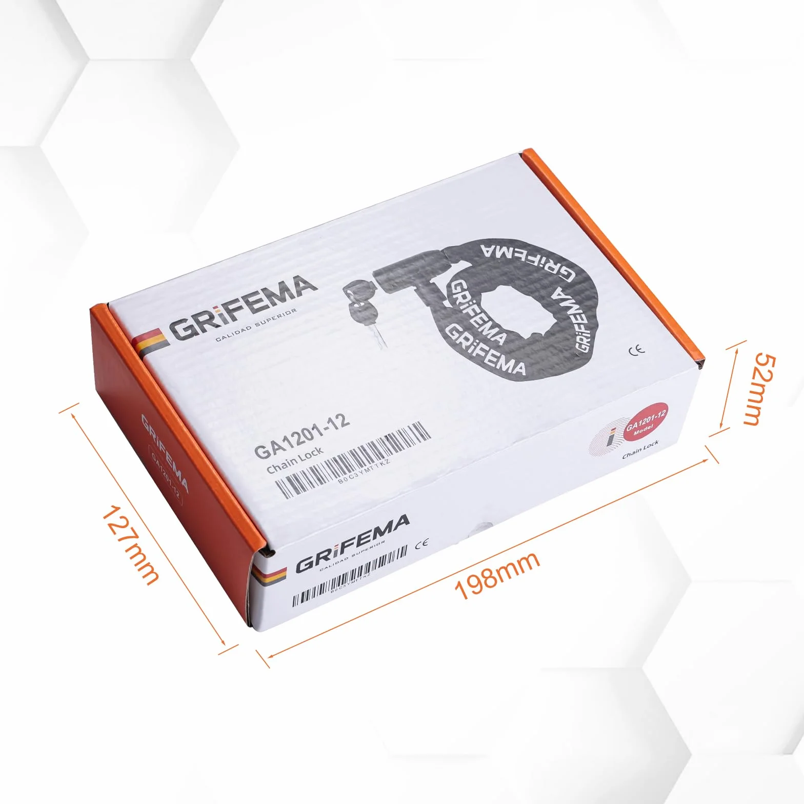 GRIFEMA GA1201-12 Candado de Bicicleta Antirrobo con Llave, Cadena 120cm, Negro