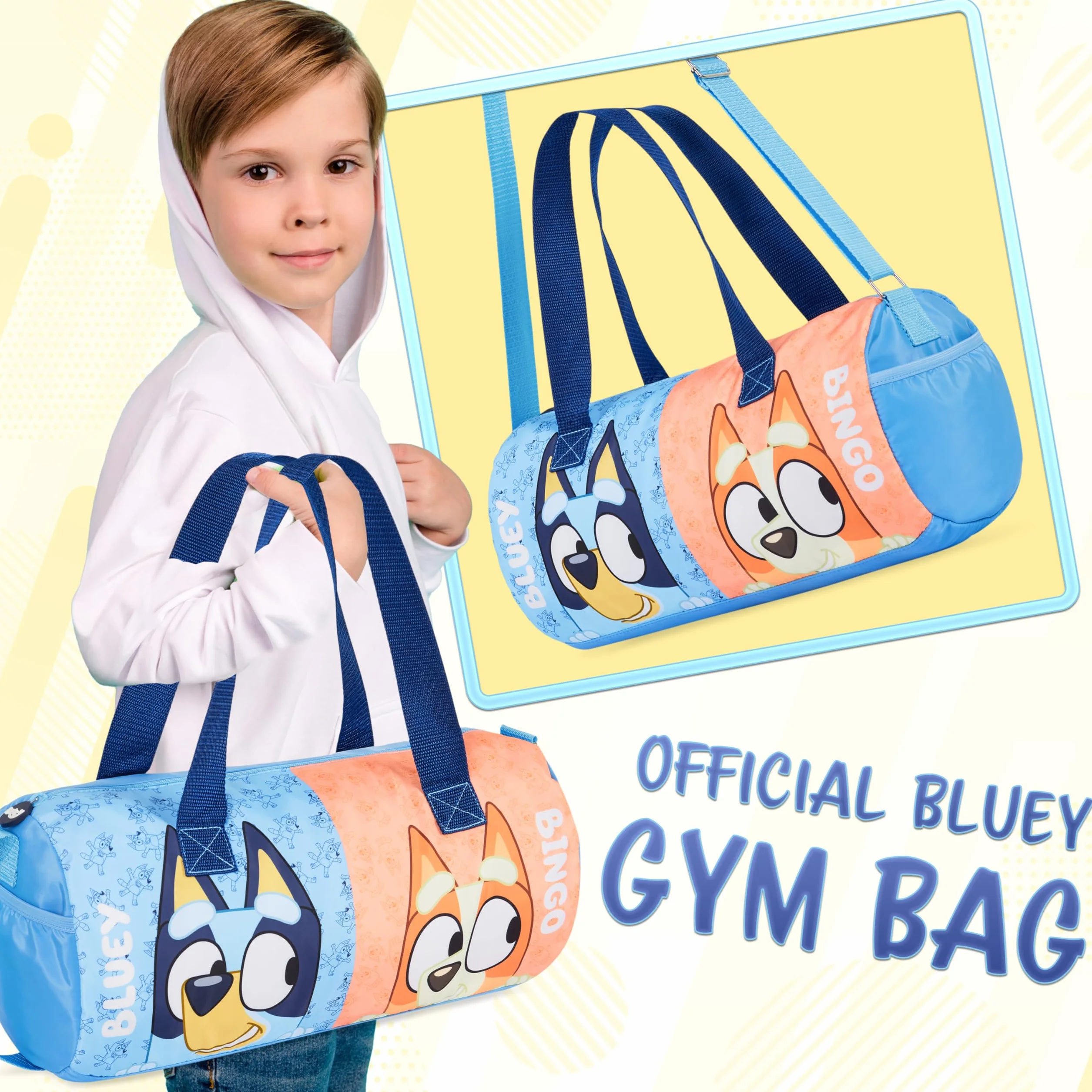 Bluey Bolsa de Deporte para Niños, Bolsa de Viaje con Correas Ajustables