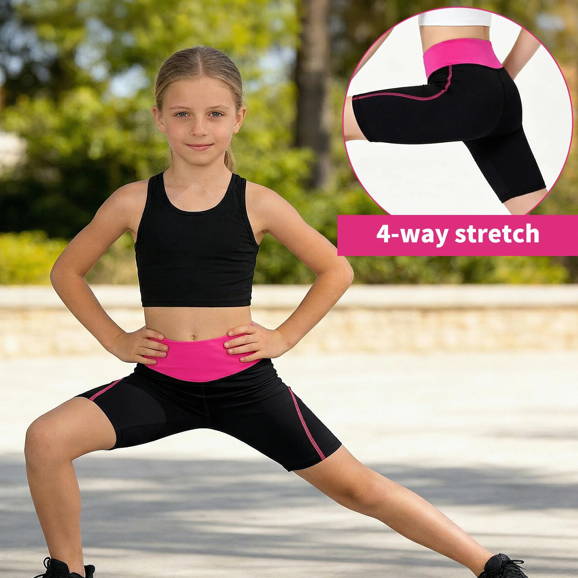 Ninas Shorts Pantalones Cortos Leggings Pack de 2 Transpirable Deportiva Mallas Ciclismo Elástica Pantalón Deportivo para Danza Gimnasia Ballet Running Verano Ropa 4-13 Años