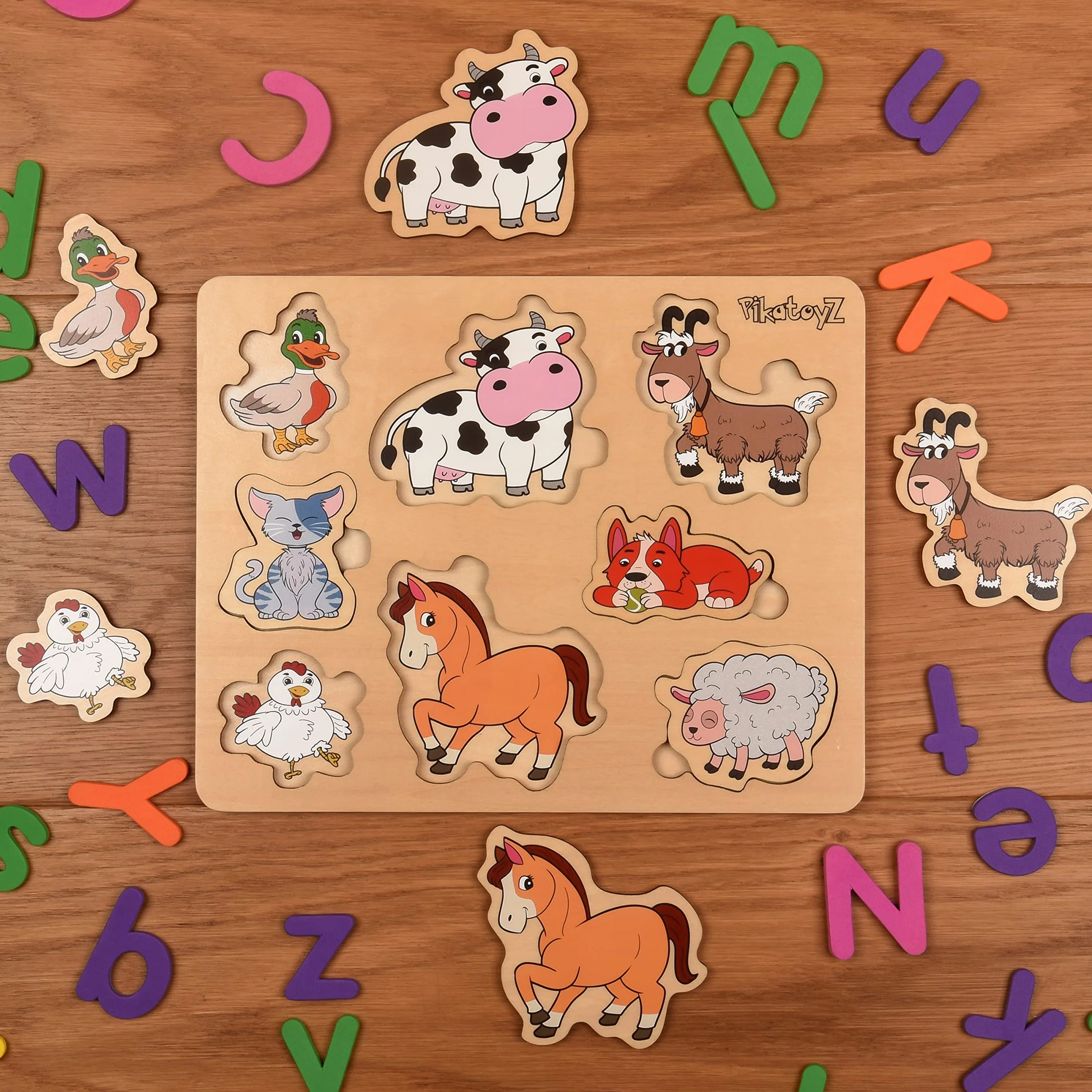 Juguetes Montessori Puzzle de Madera Animales de Granja para Bebés 1 2 3 Años