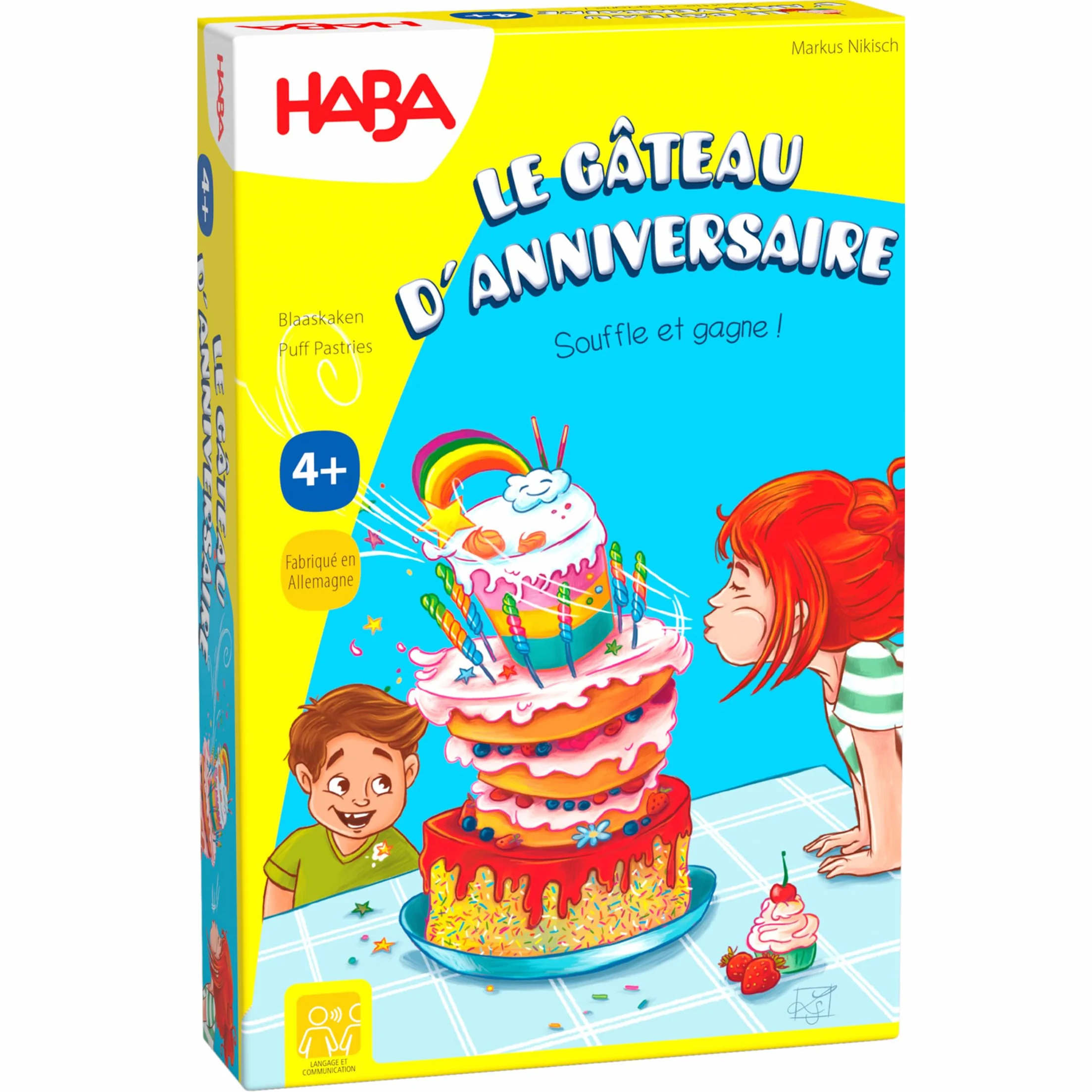 HABA Pastel de Cumpleaños Empresa Niño-Un Juego de Habilidad y Aliento-4 Años y más-307032, 307032, Colorido