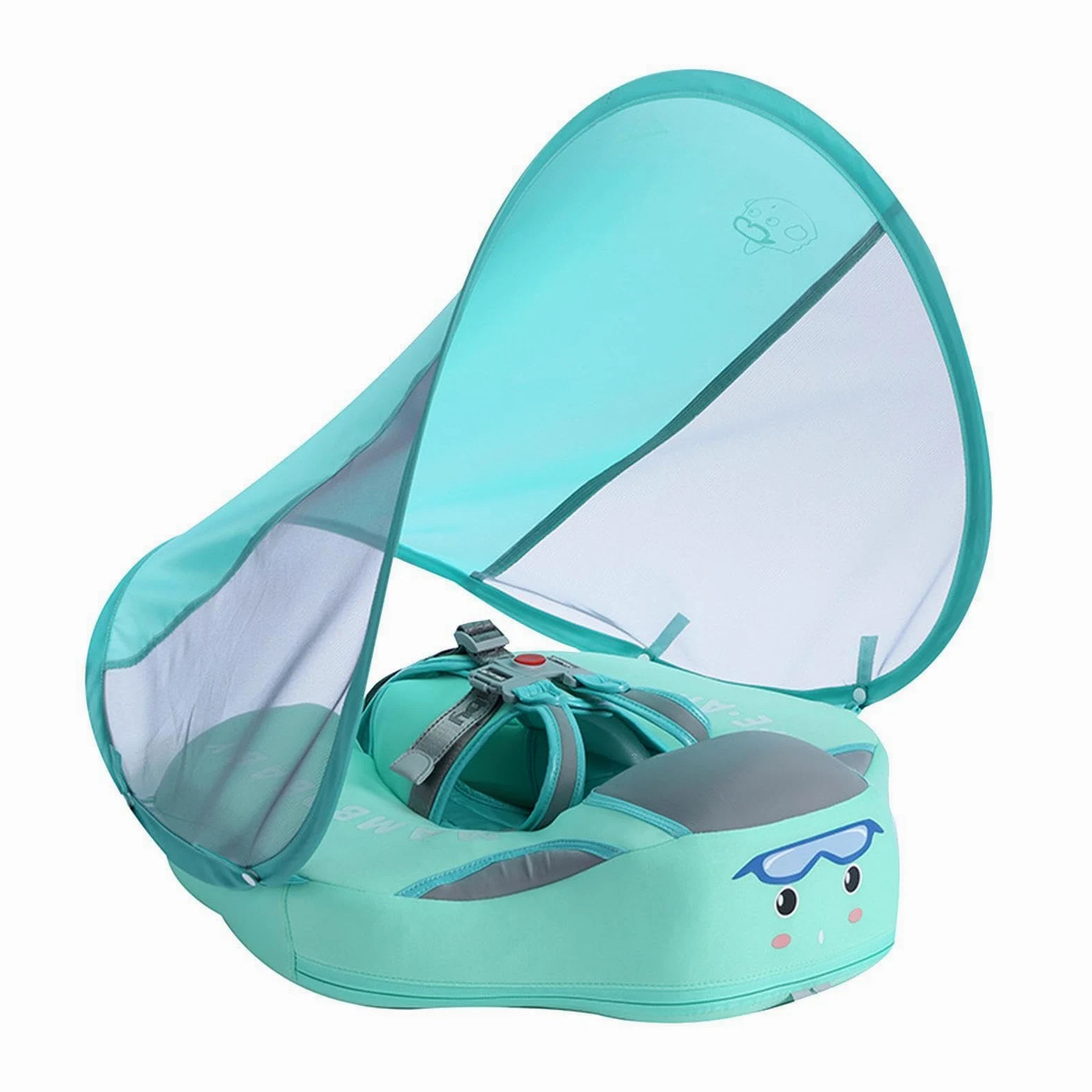 Flotador para Bebé con Sombrilla Flotador Infantil para Piscinas | Antivuelco Con Sombrilla Protectora Desmontable Para Viajes De Verano, Lagos Y Bañeras Exteriores - Para Bebés De 3 A 24