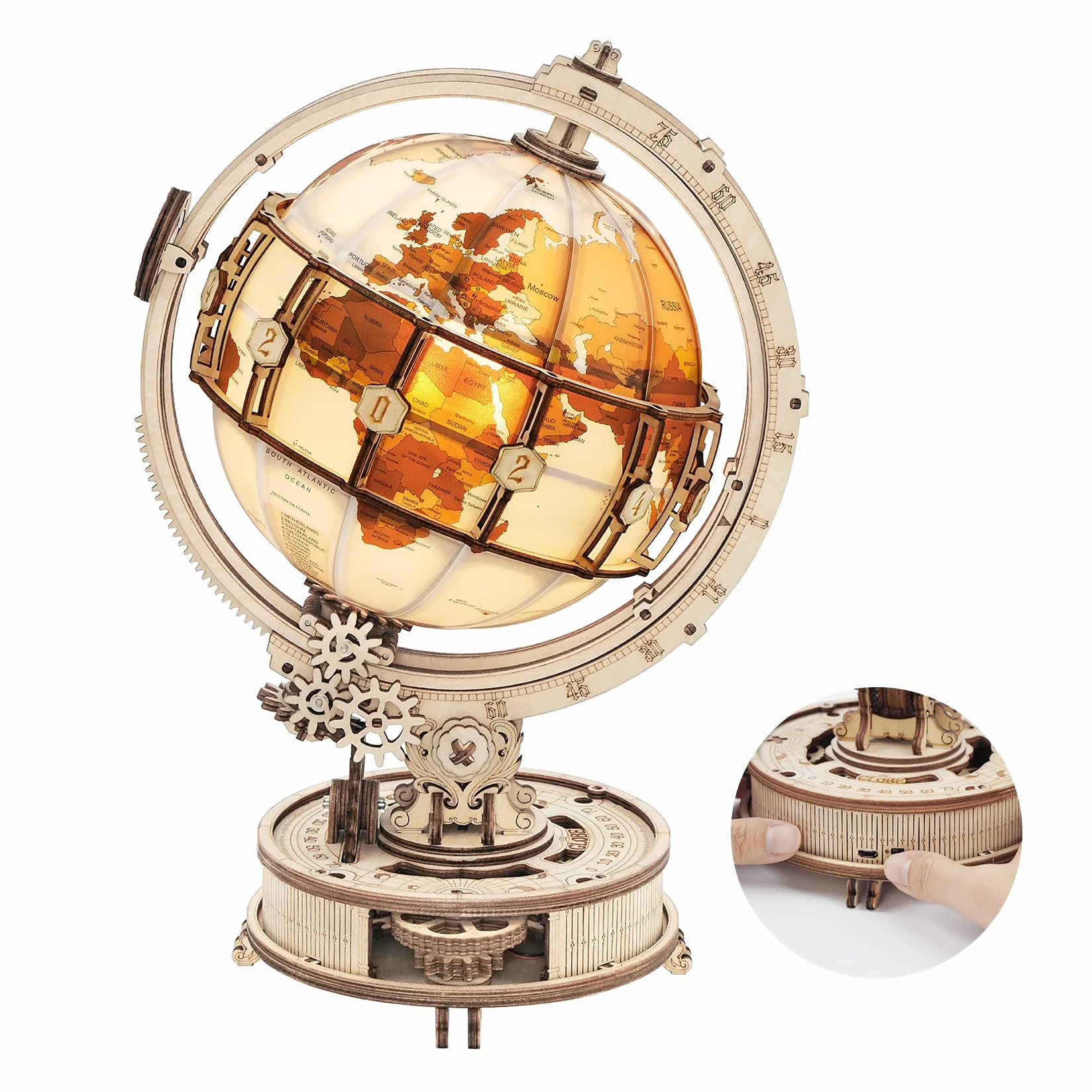 ROBOTIME Puzzle 3D Madera Globo Luminoso Maquetas Construir Adultos Mecánica Manualidades Kits