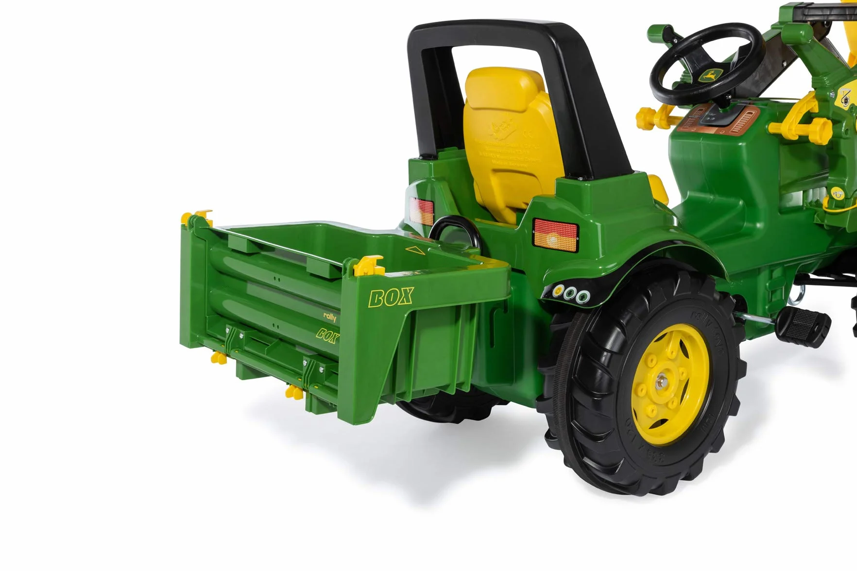 Rolly Toys John Deere rollyBox remolque tractor (función basculante, verde, para niños de 3 a 10 años, para tractores de pedales) 408931
