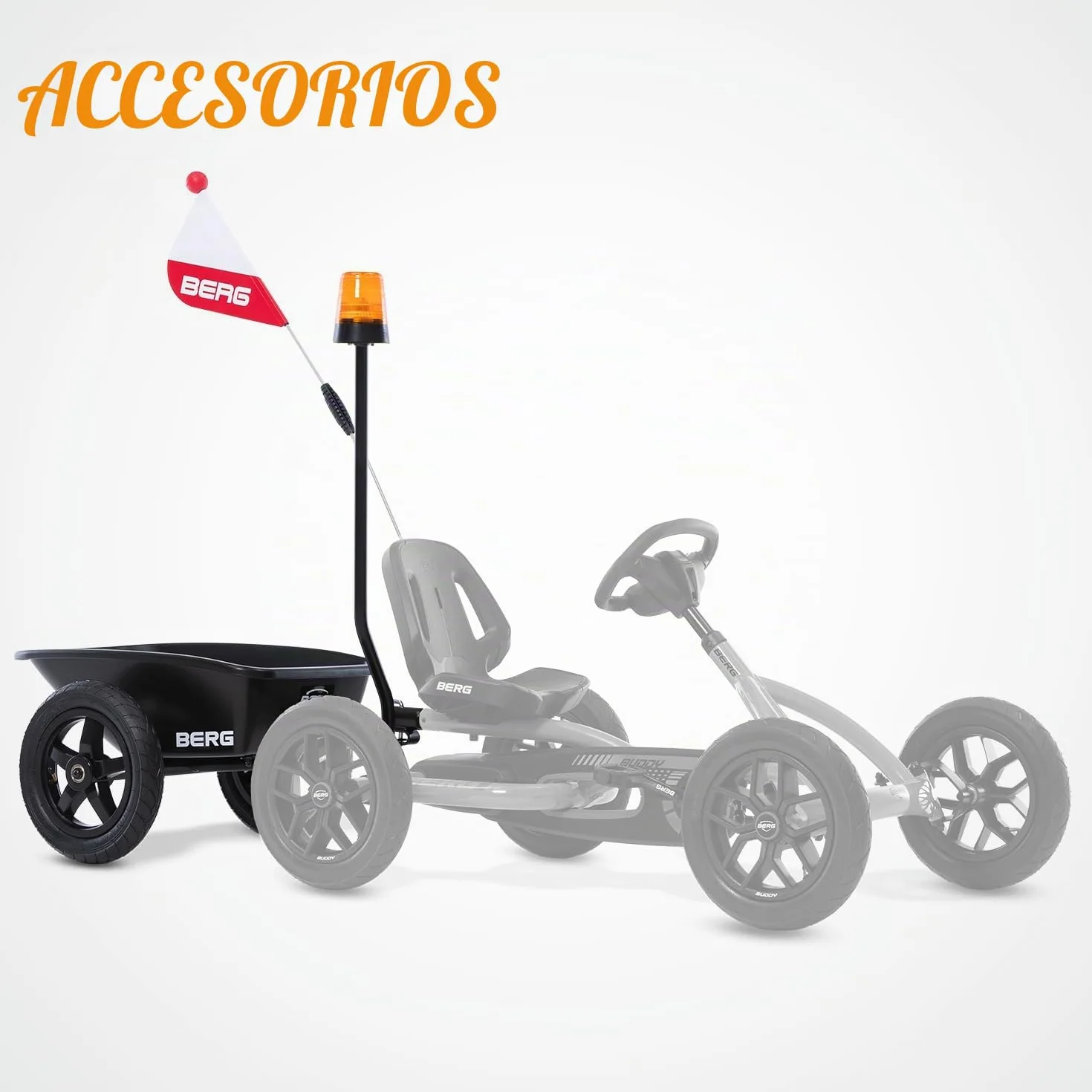 BERG Kart a Pedales Buddy B-Orange | 3-8 años, cuadro resistente, asiento regulable, volante regulable