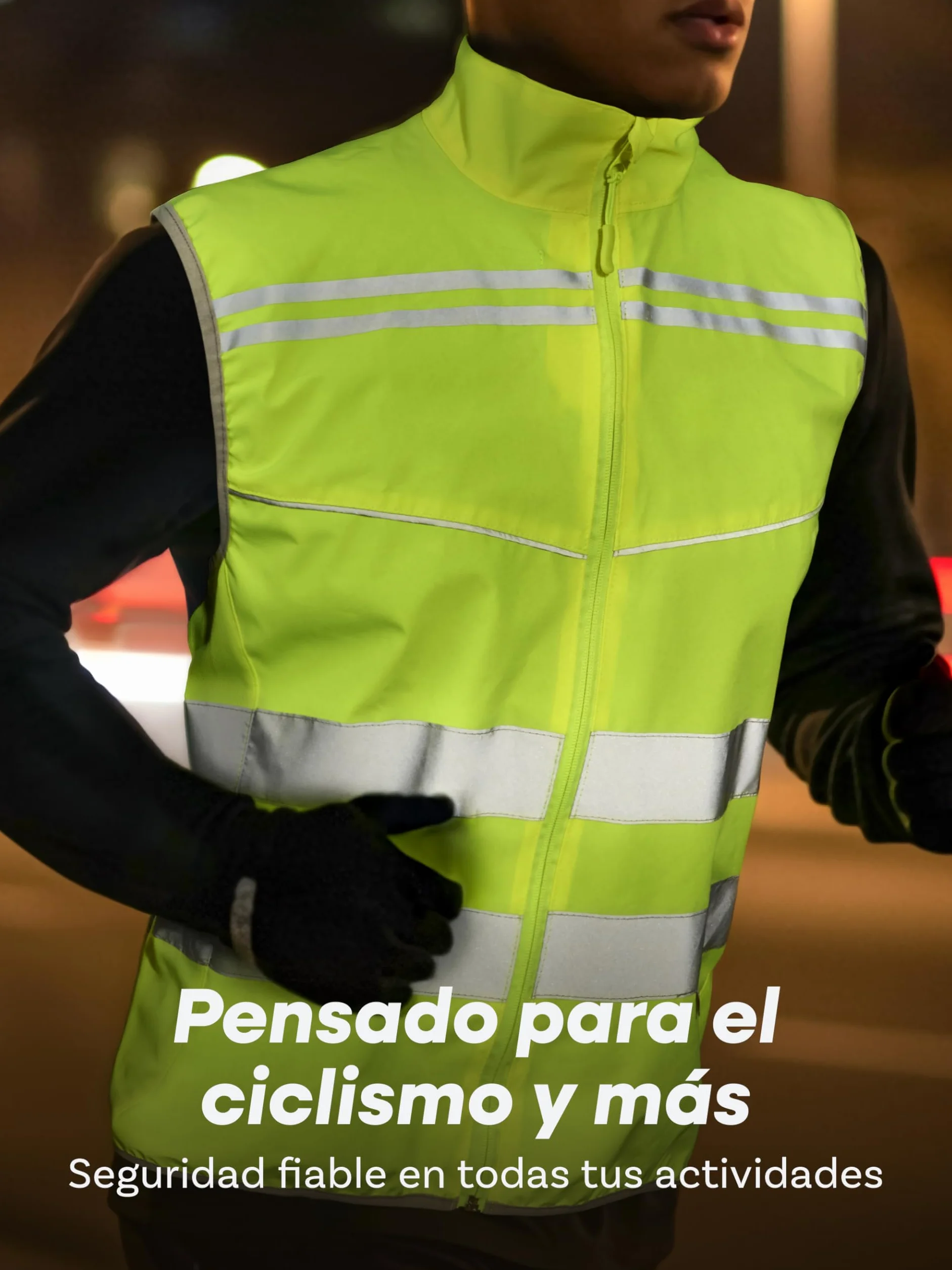 Chaleco Reflectante Ciclismo Alta Visibilidad Amarillo Neón con Bandas Reflectantes Transpirable Malla