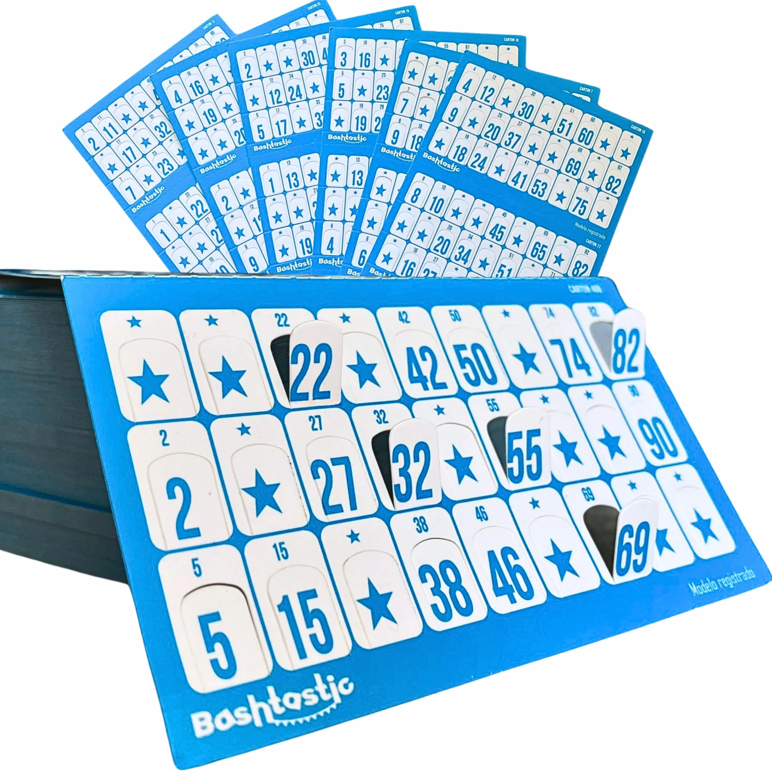 Bingo Cartones 504 Troquelados para Juego de Mesa Adulto 90 Bolas Reutilizables