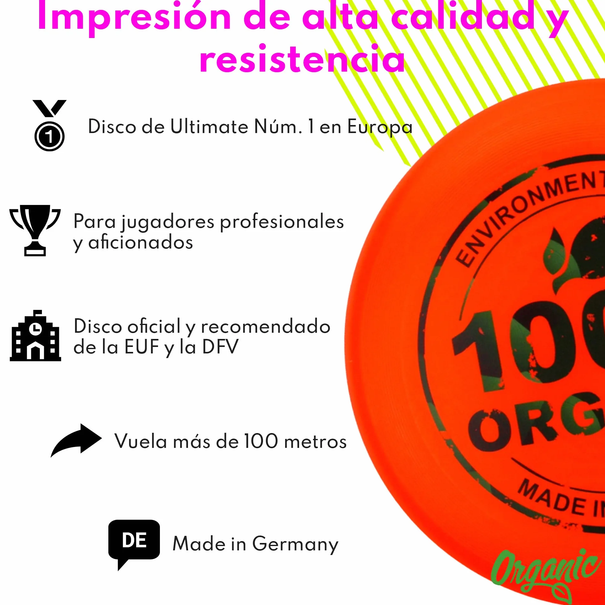 Eurodisc Ultimate Disco de frisbee orgánico 175 g naranja