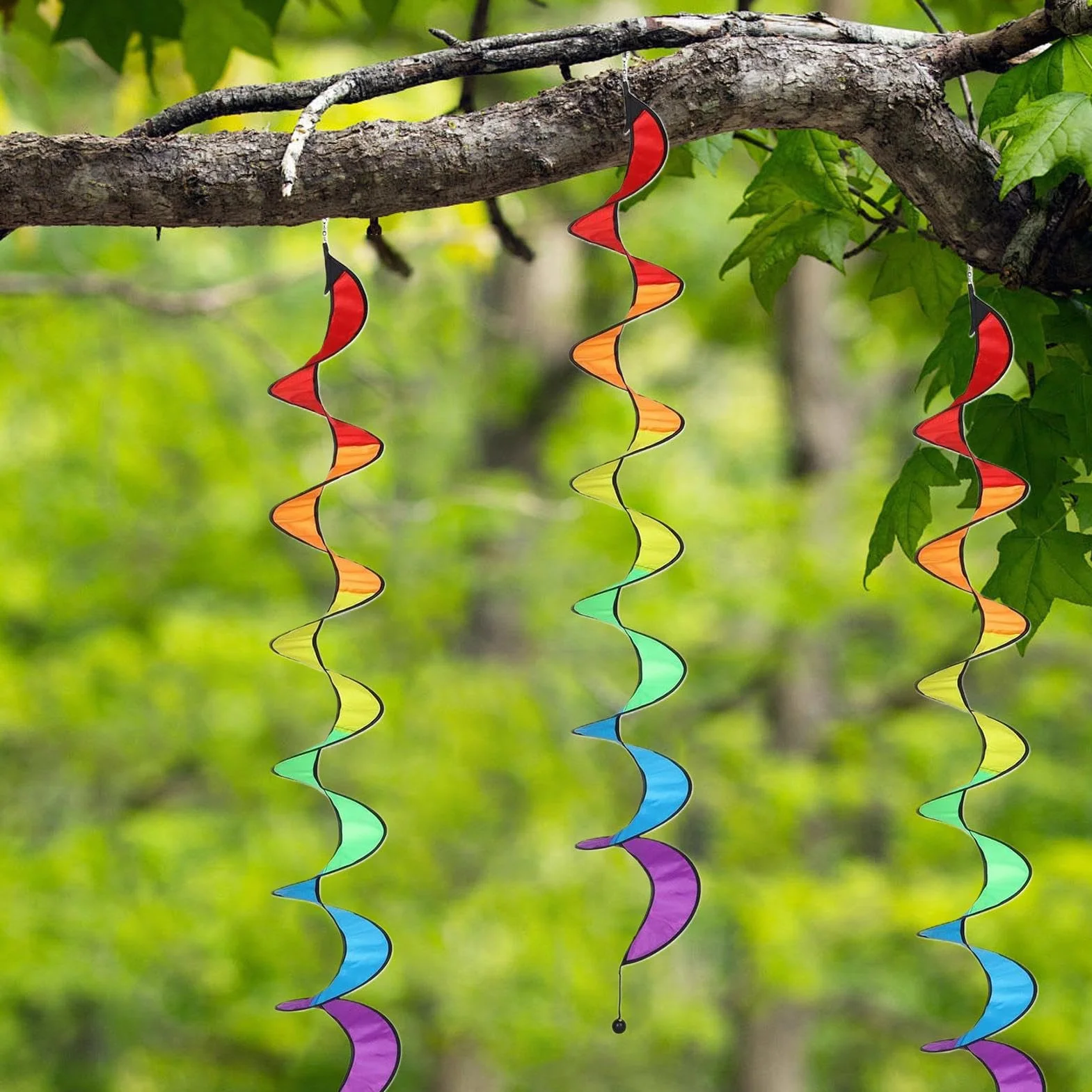 Molinillo de Viento Espiral | 4 Piezas Decoración de Jardín Molinete Arcoíris de Viento | Molinillo Espiral Colgable,para Terraza Porche Balcón Camping Bodas
