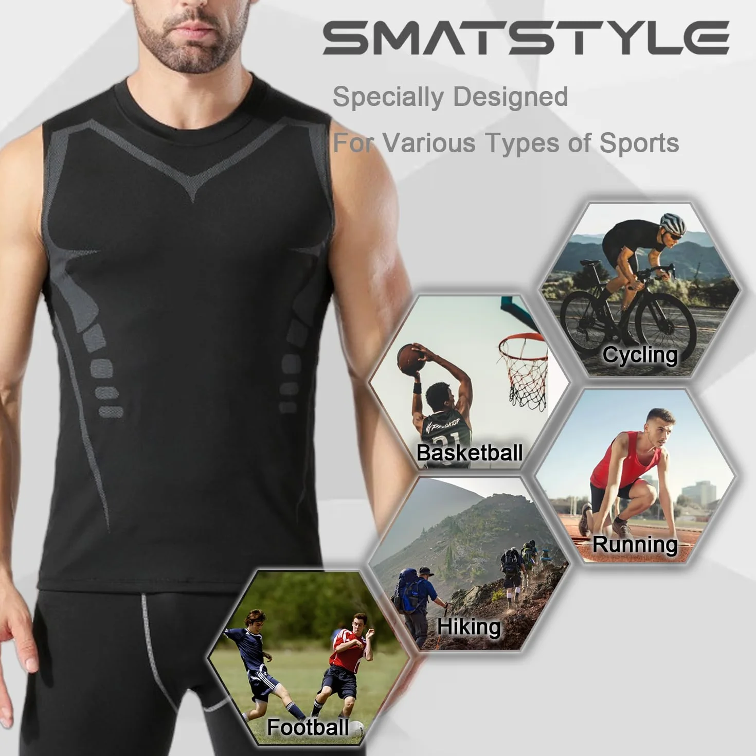 Camiseta de compresión sin mangas para hombre transpirable secado rápido tops de jogging fitness