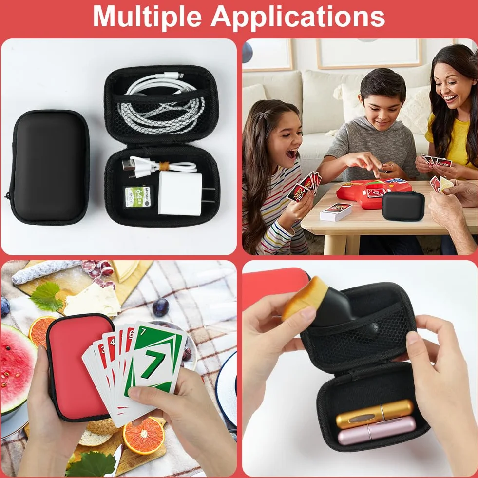 Aolso Estuche Funda Compatible con el UNO Juego de Cartas, 2 Piezas Organizador Portátil Impermeable Que, Caja de Almacenamiento para Tarjetas, Caja de Almacenamiento de Cartas(Negro/Rojo)