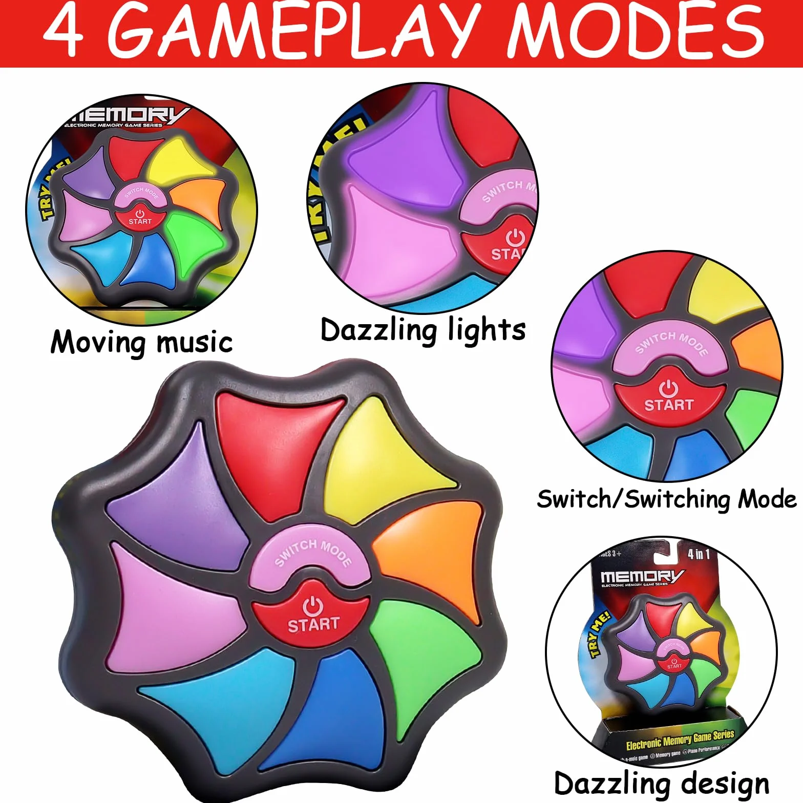 Juego de entrenamiento de memoria, juego de memoria electrónica para niños, juego de reacción multijugador con luces y sonidos, para entrenar el cerebro y las reacciones de los dedos, regalos para