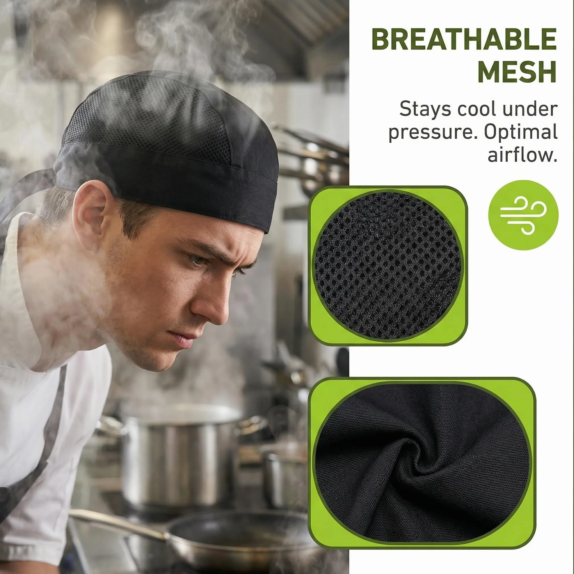 Gorros de Cocina Ajustables Bandana Chef Unisex Estilo Japonés 5 Piezas