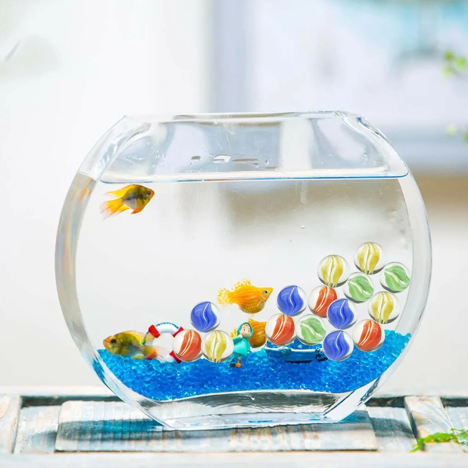 Set de 150 Canicas de Cristal, Grandes para Juguete, Juego, Pescado y Decoración de Plantas - Diámetro 16 mm