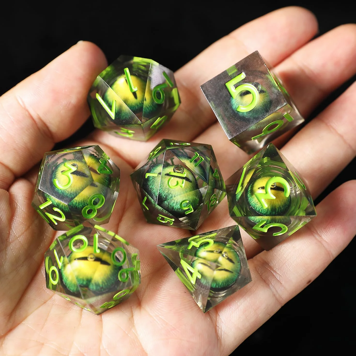 DND Juego de dados de resina poliédrica para mazmorras y dragones RPG MTG Ttrpg Pathfinder Juego de rol D20 D12 D10 D8 D6 D4 con caja de regalo