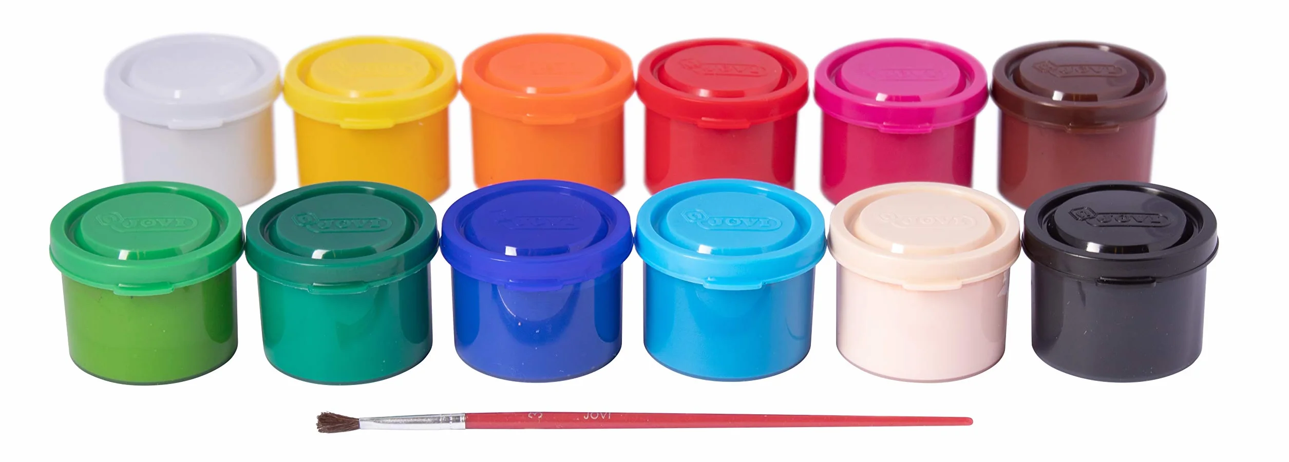 Jovi 152818 - Caja de 12 botes de tempera escolar de 35 ml, gel licuado en colores vivos, 1 unidad, Multicolor | sin gluten - uso escolar