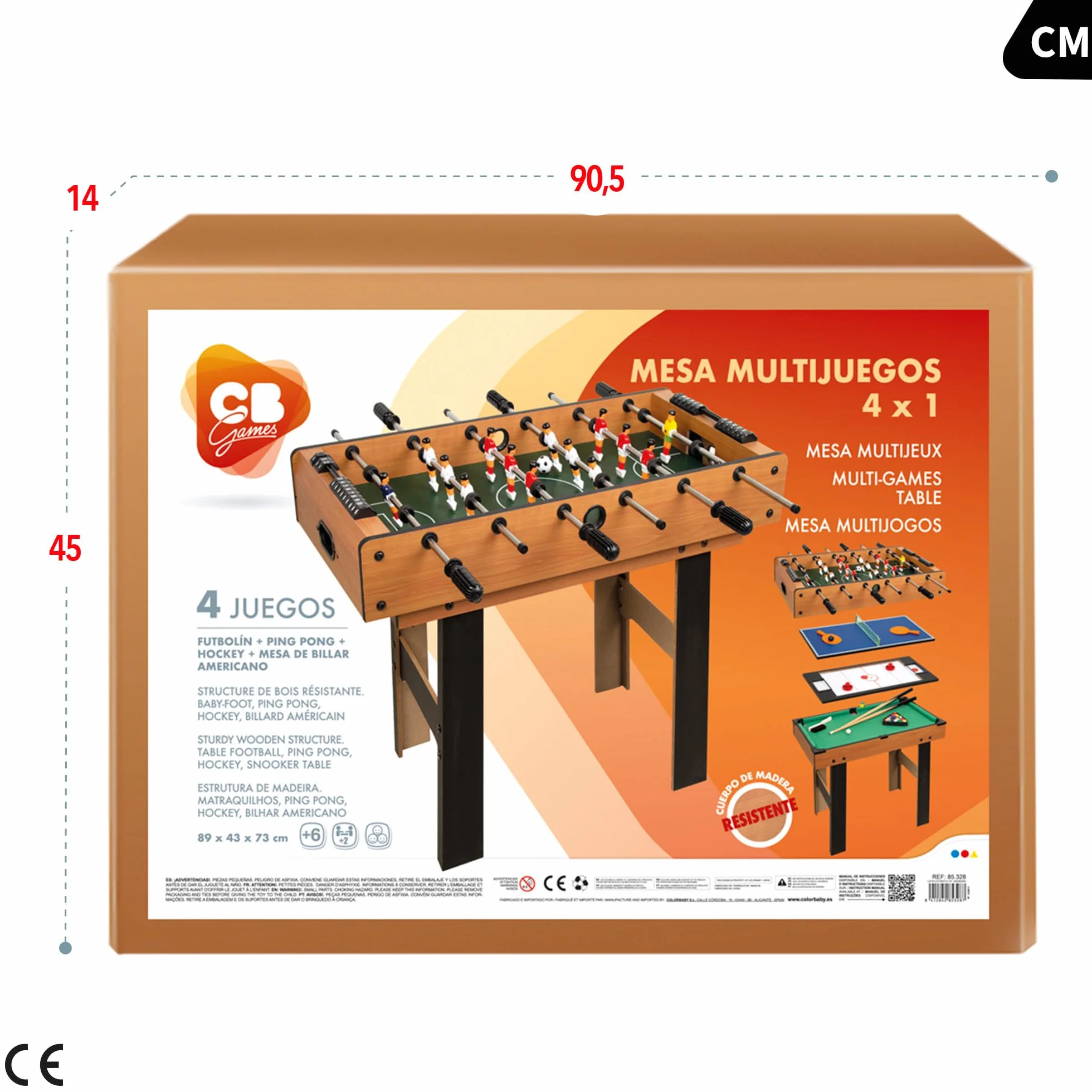 ColorBaby CB Games - Mesa multijuegos 4 en 1 con Patas (85328)