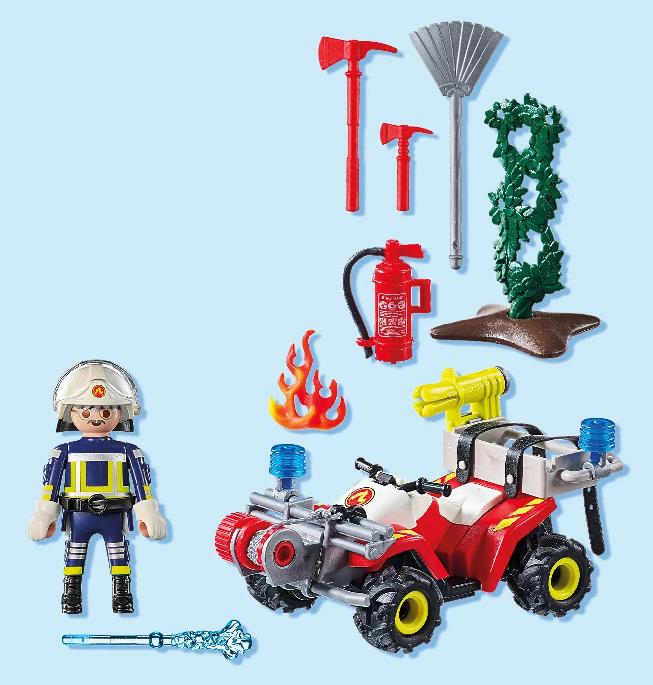 PLAYMOBIL Action Heroes Quad de Bomberos Apaga Incendio Juguete 4 años 71825