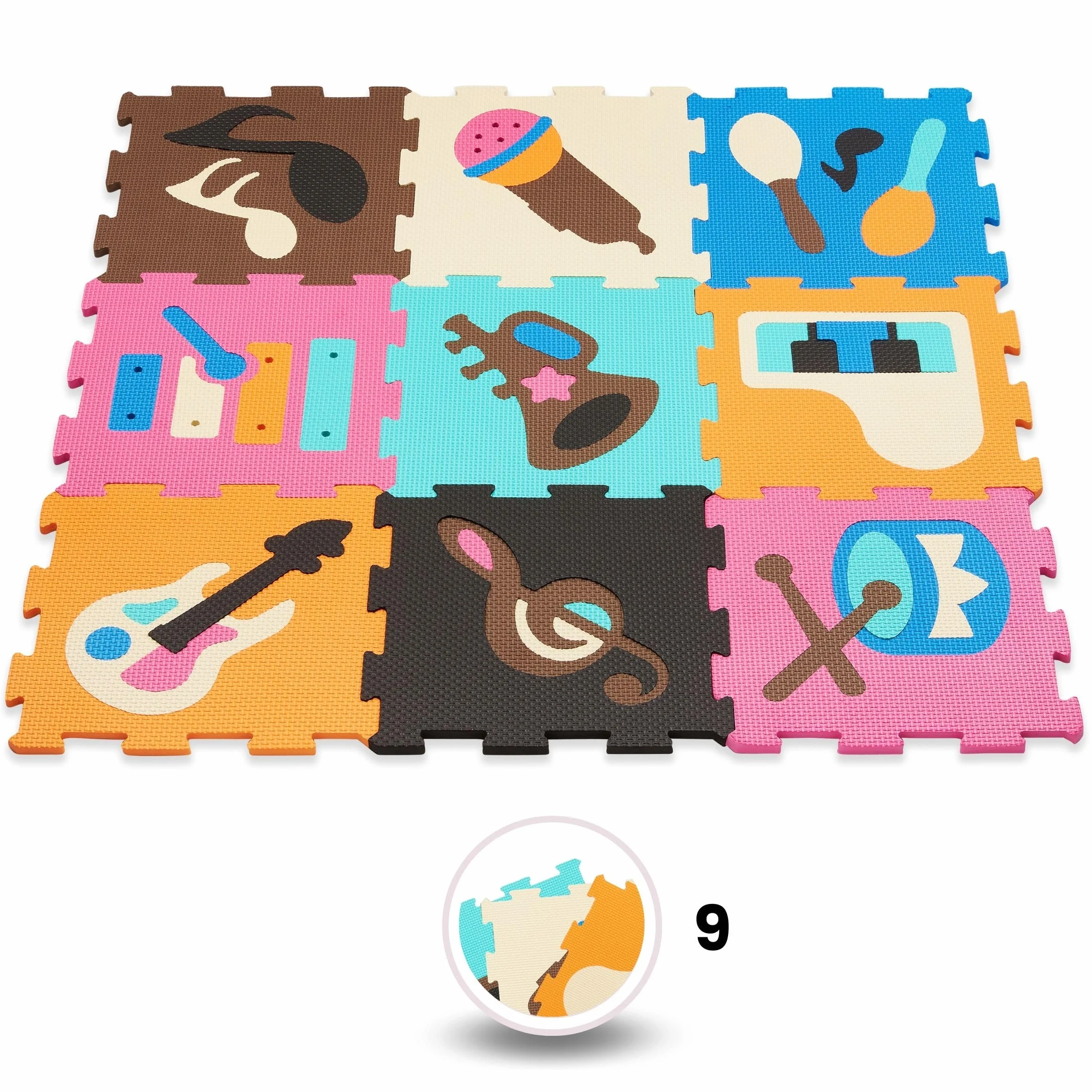 Moby-System Alfombra con rompecabezas para bebés, 90 cm x 90 cm x 1 cm, alfombra de juego, inodora, grande, para niños y niñas, sin sustancias nocivas