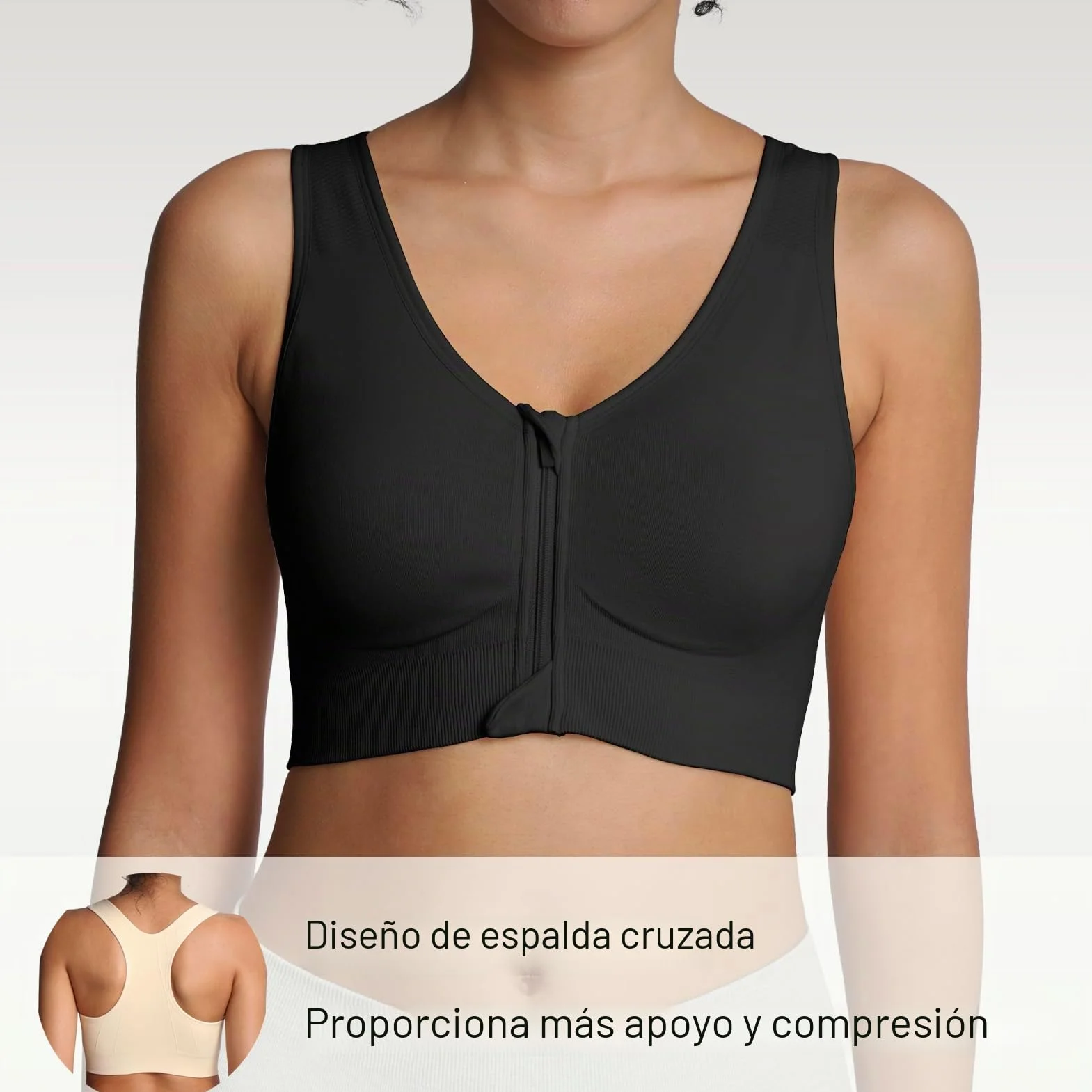 Lemef Sujetadores Deportivos Cremallera Frontal Mujer postoperatoria Compresión Mastectomía