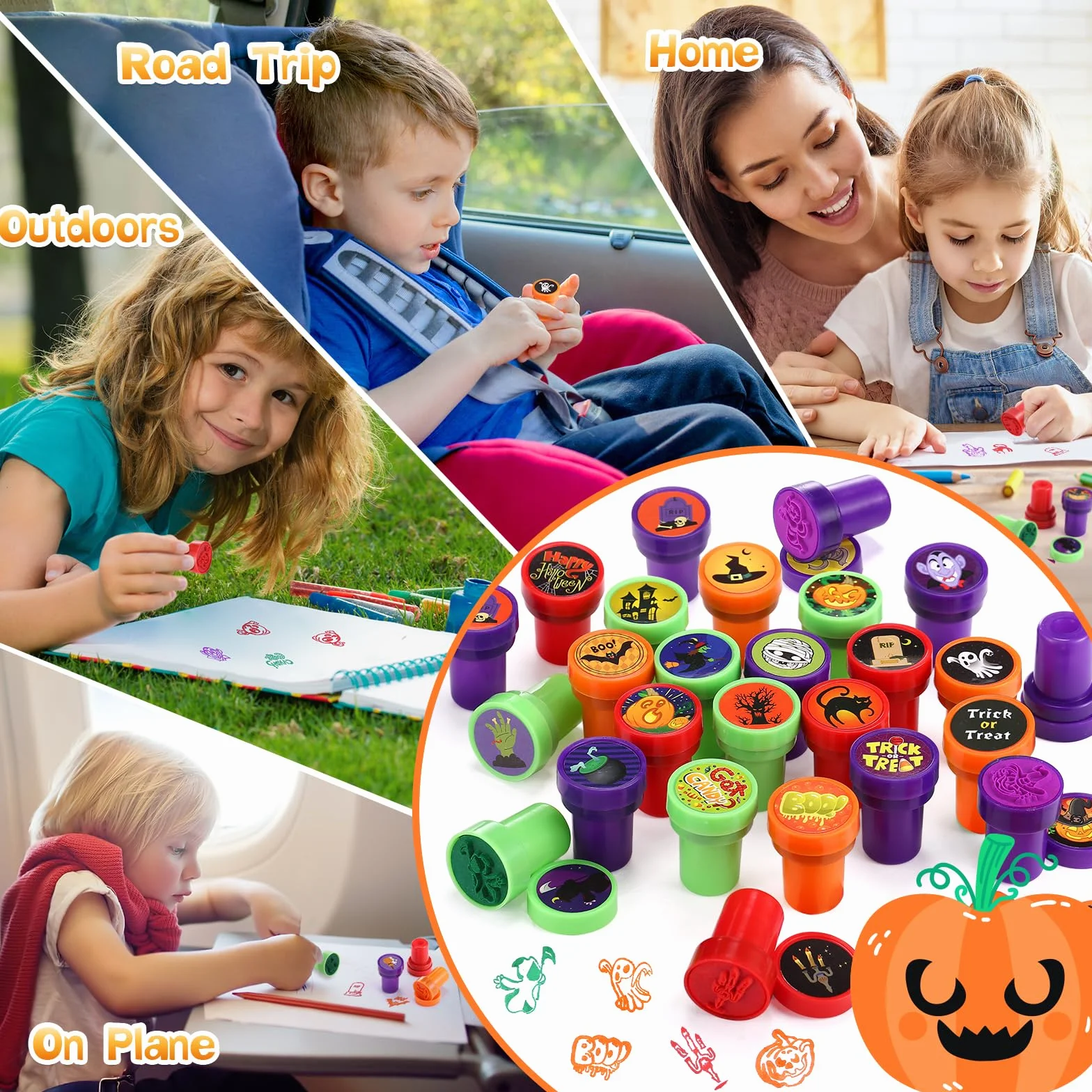 Kesote 26 Piezas Sellos de Halloween Juego de Sellos Multicolores Sellos Infantiles para Niños Manualidades para niños