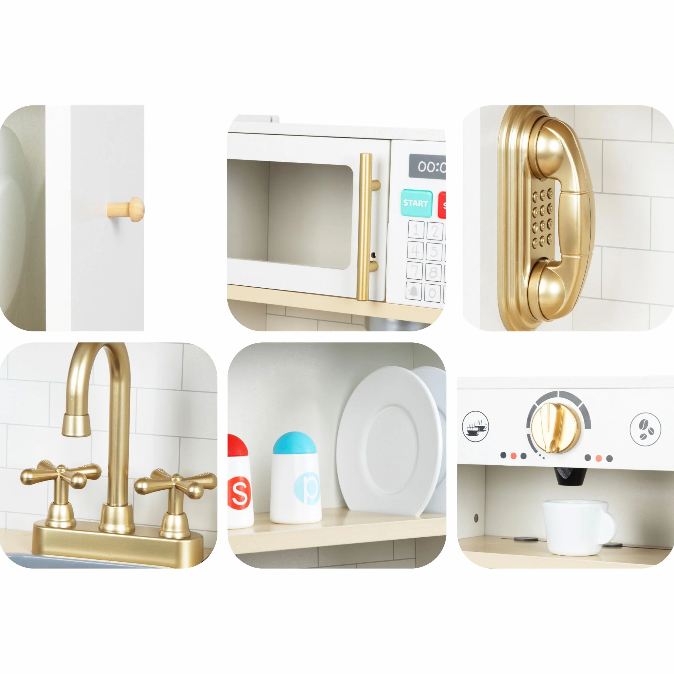 Mamabrum Cocina de Juguete para Niños de Madera con Luces LED - Juguetes Cocina Niños Interactiva con Altura Ajustable - Incluye Microondas, Lavavajillas y Accesorios - 104cm