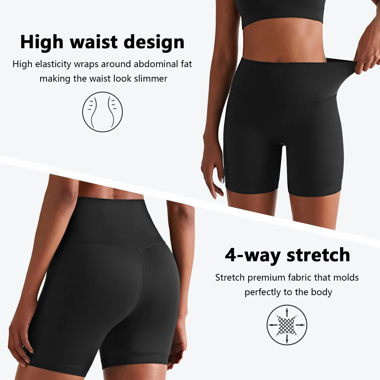 Pantalones Cortos Deporte Mujer Cintura Alta Leggings Yoga Mallas Cortas