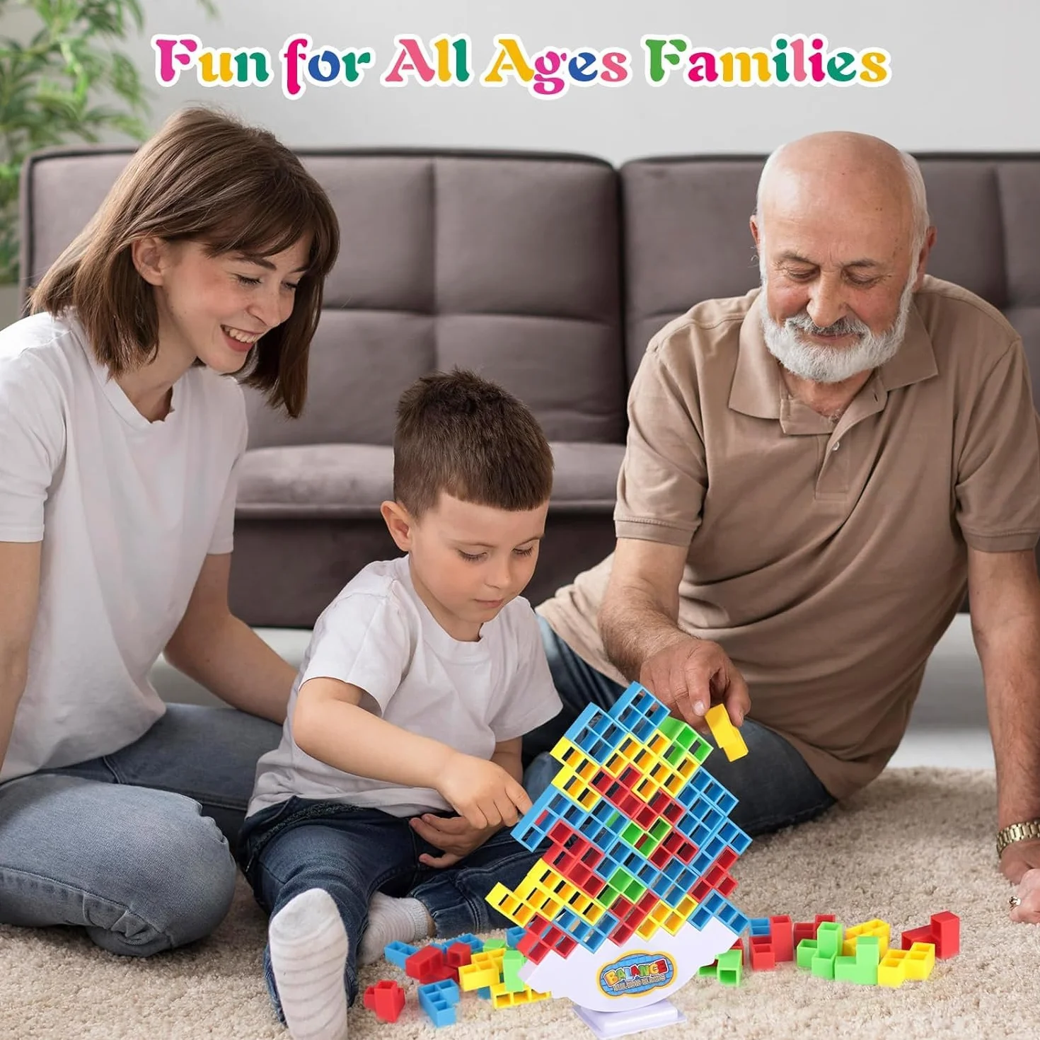 Tetra Tower Juego, Juego de Juguete Tetris Balance, Juegos de Mesa apilables de Equilibrio Tetra Tower, Bloques de construcción, Juguetes de Rompecabezas，Apto para niños y Adultos. (64PCS)