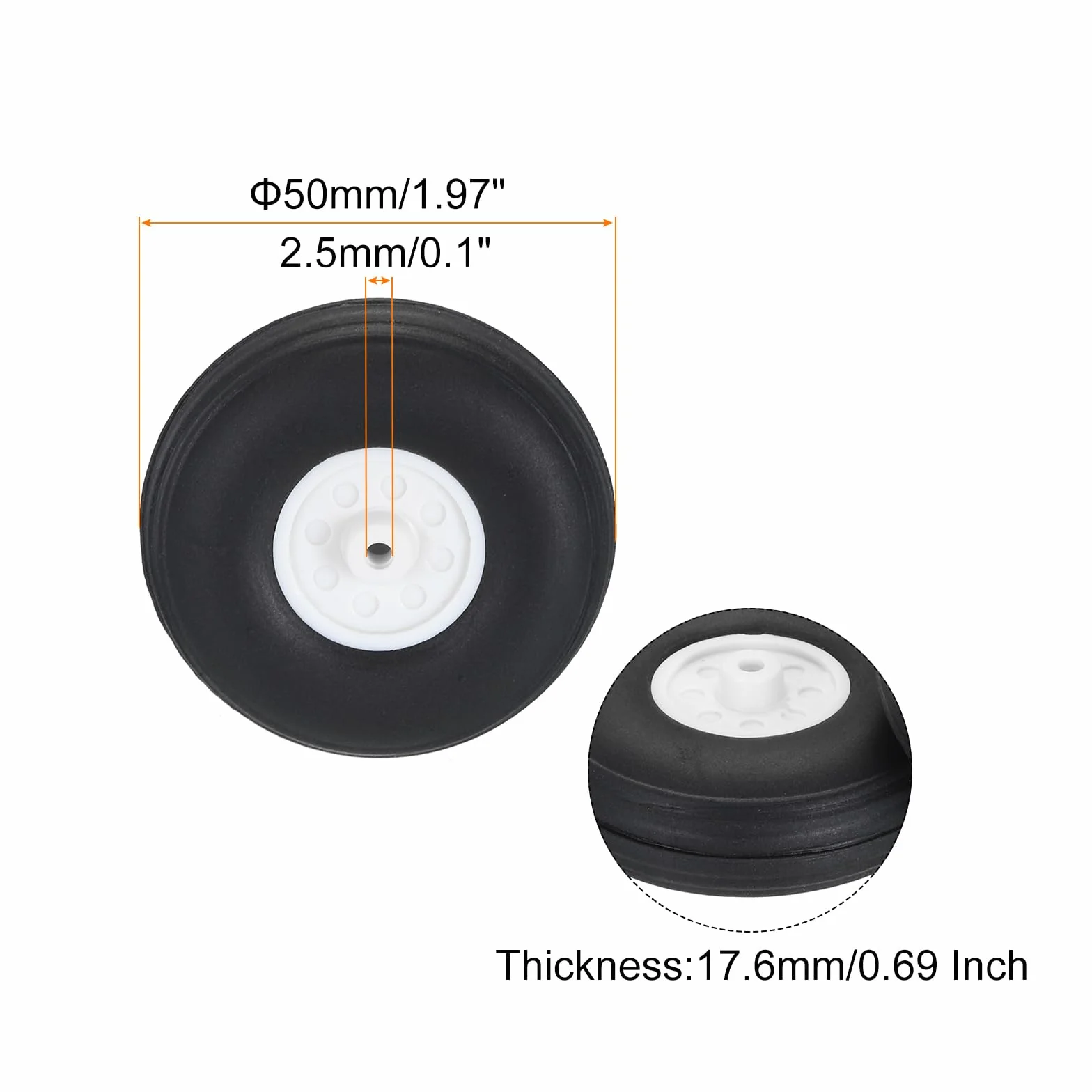 QUARKZMAN Ruedas para Avión RC 1.97" OD Ruedas de Espuma de PU para Avión RC Rueda de Cola de Neumático de Espuma para Avión RC Repuesto para Modelo de Avión RC DIY Paquete de 4