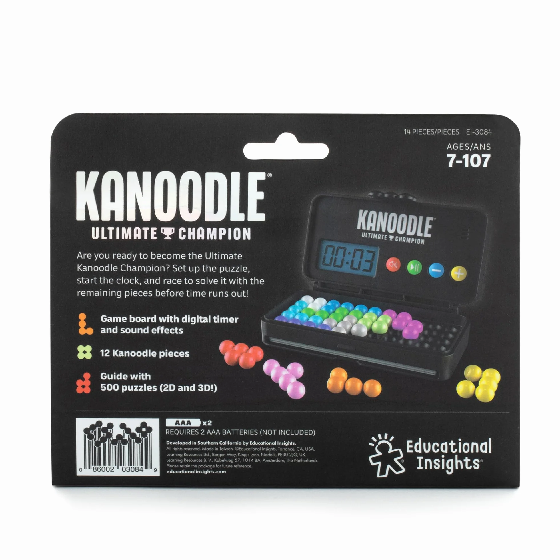 Learning Resources Kanoodle Ultimate Champion, Juego de lógica y Rompecabezas 2D y 3D, con Temporizador, 500 retos, Edades 7+