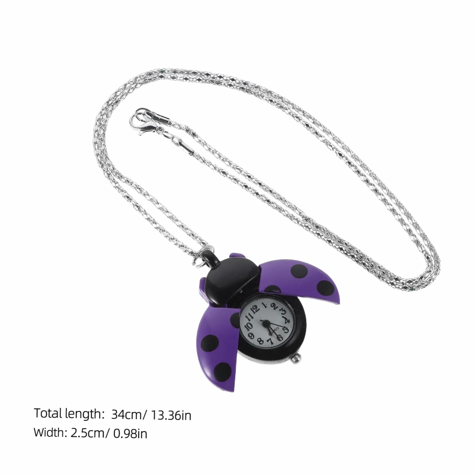 Reloj de Bolsillo Mariquita Púrpura Aleación Cristal Cronometraje Preciso Cosplay