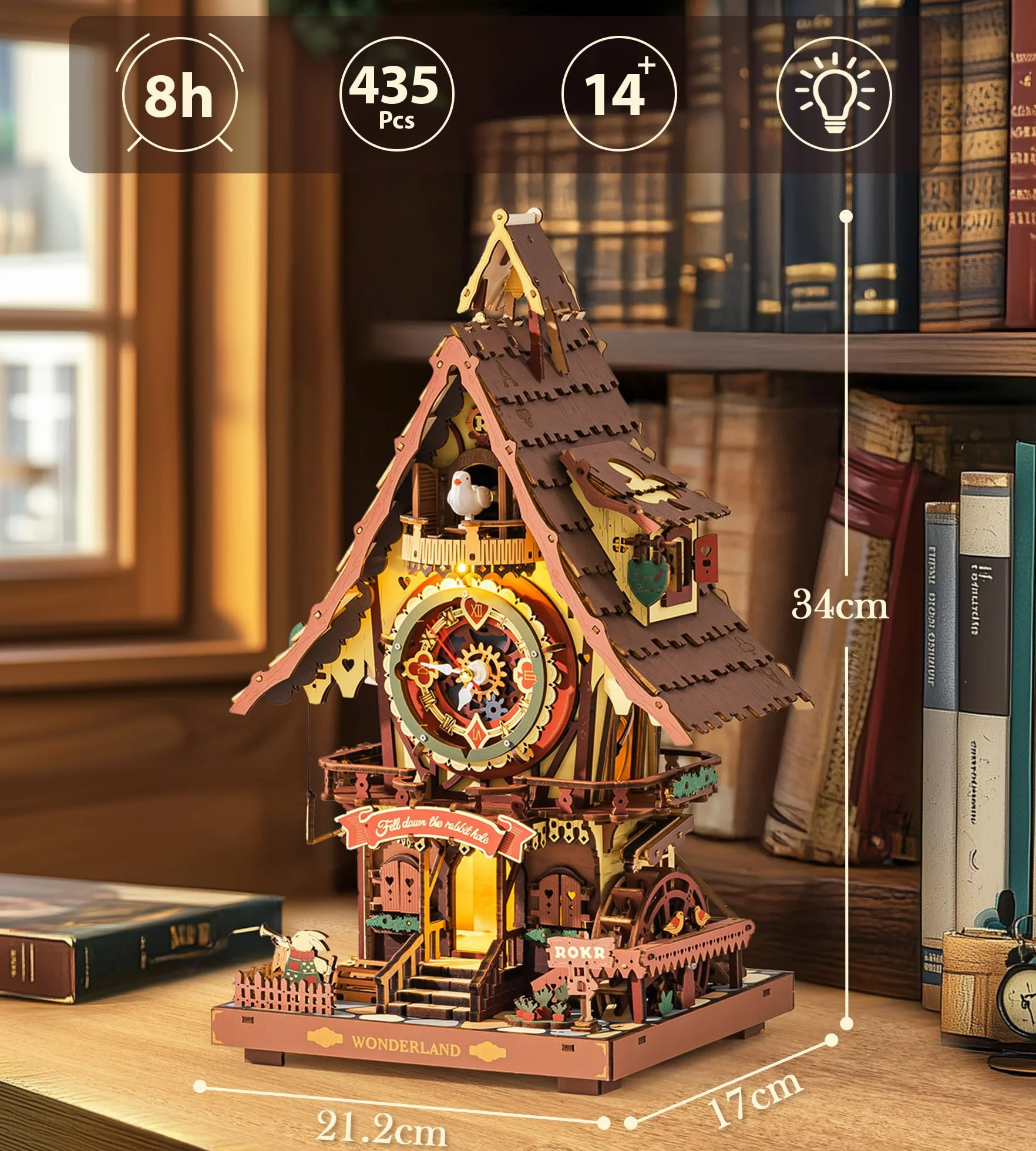 ROKR Puzzle 3D Madera Reloj de Cuco Maquetas para Construir Rompecabezas adultosAdultos Regalos Originales para Mujer Hombre Vendimia LC901C
