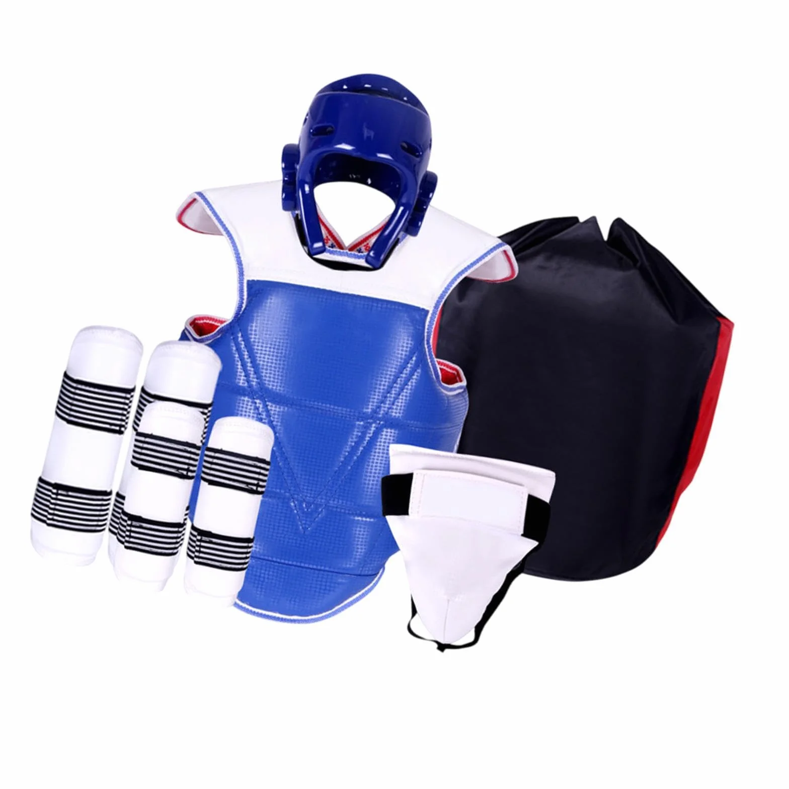Juego de 5 Equipos de Protección para Taekwondo con Protectores de Brazos y Piernas, Casco de Boxeo