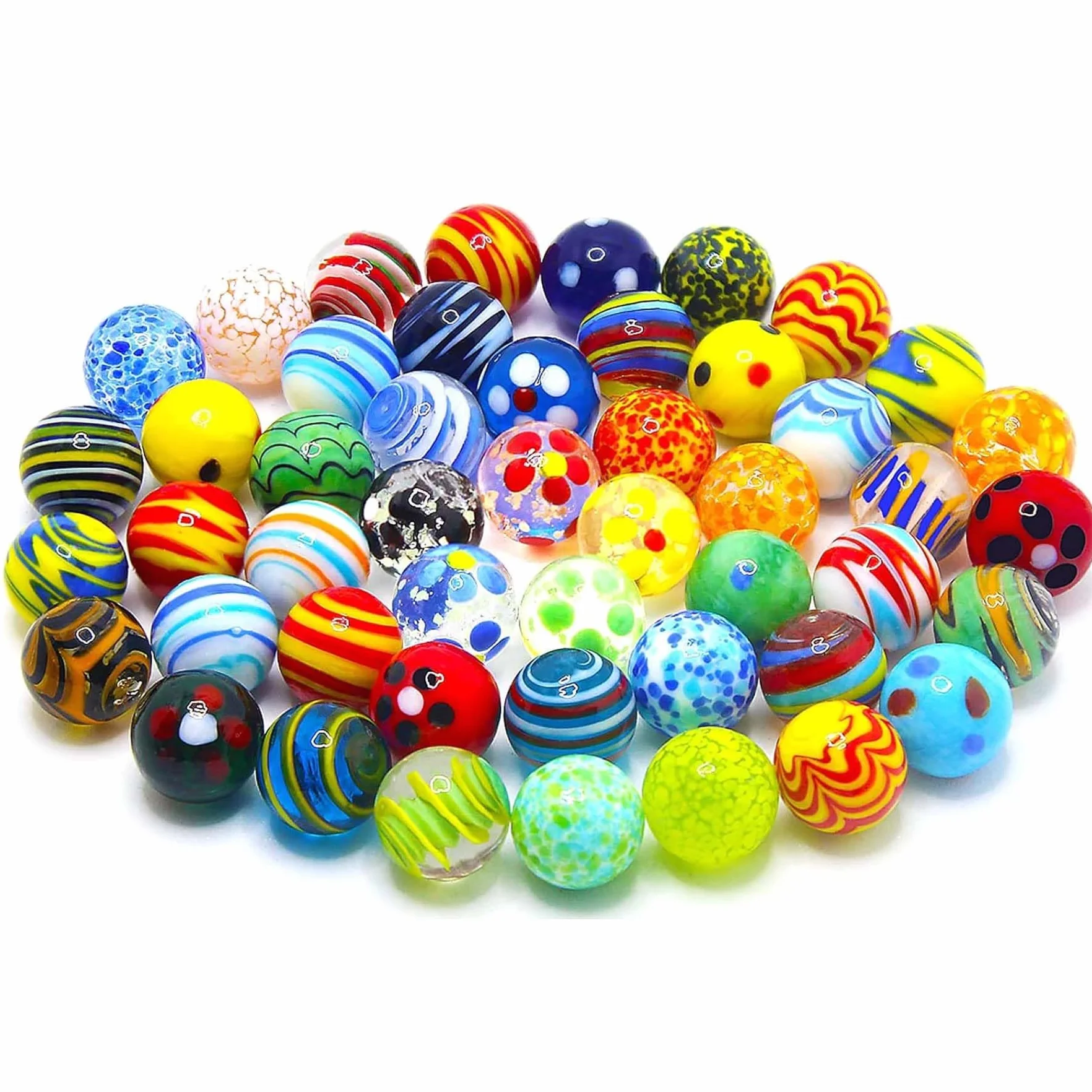 Jiahuade Murmeln, 20 piezas de canicas de cristal, juego de canicas, 16 mm, coloridas, juguetes de cristal decorativos